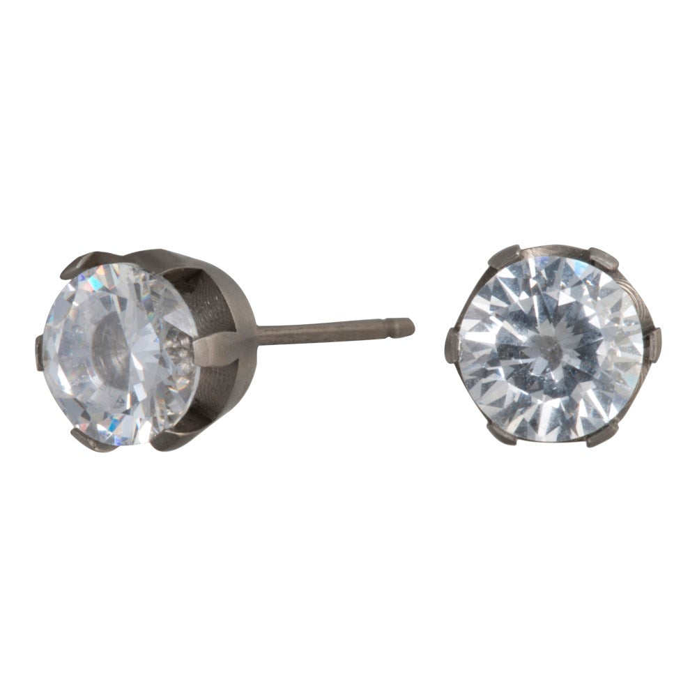 Titanium Ohrstecker 4,3x4,3mm Zirkonia matt