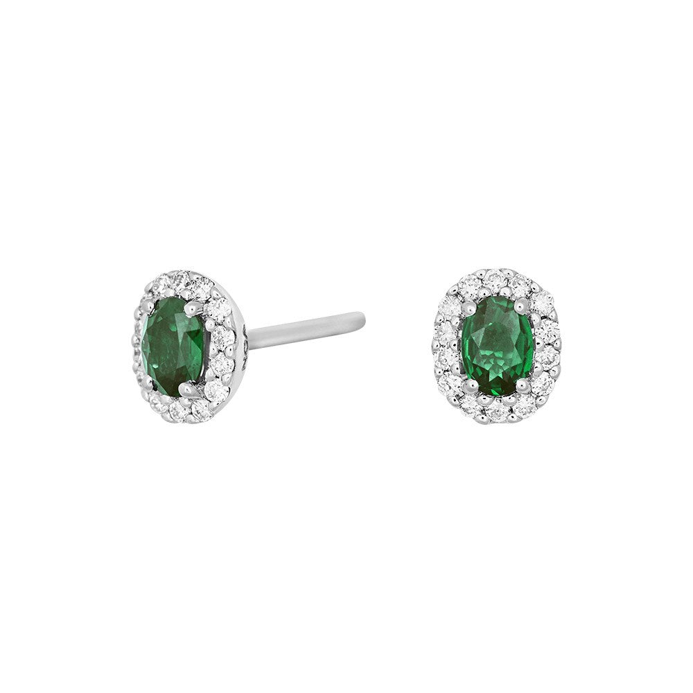 14kt. guldørestikker m/smaragd og dia 0.11ct w/si
