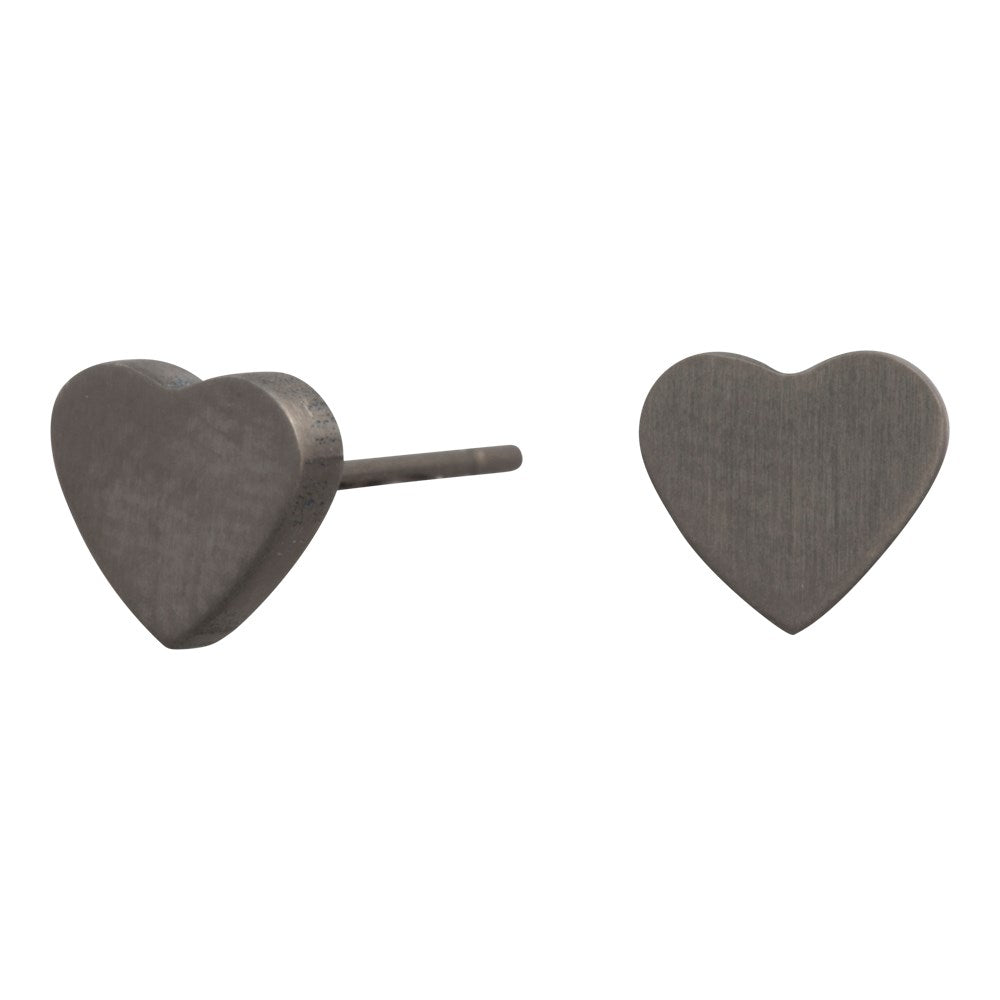 Titanium ear studs large heart shape matt