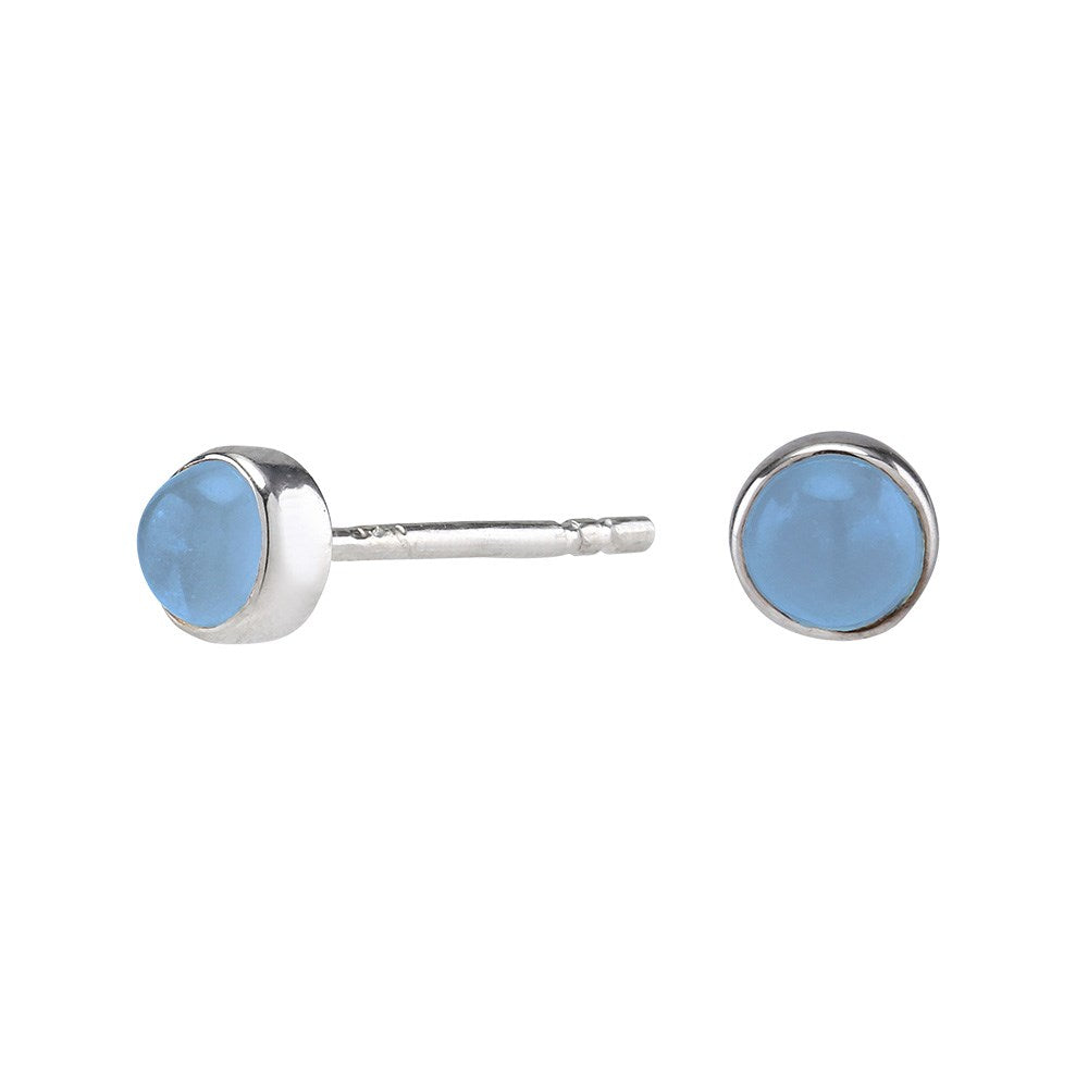 Rh. Silber Ohrringe SWEETS52 Chalcedon 4,5mm