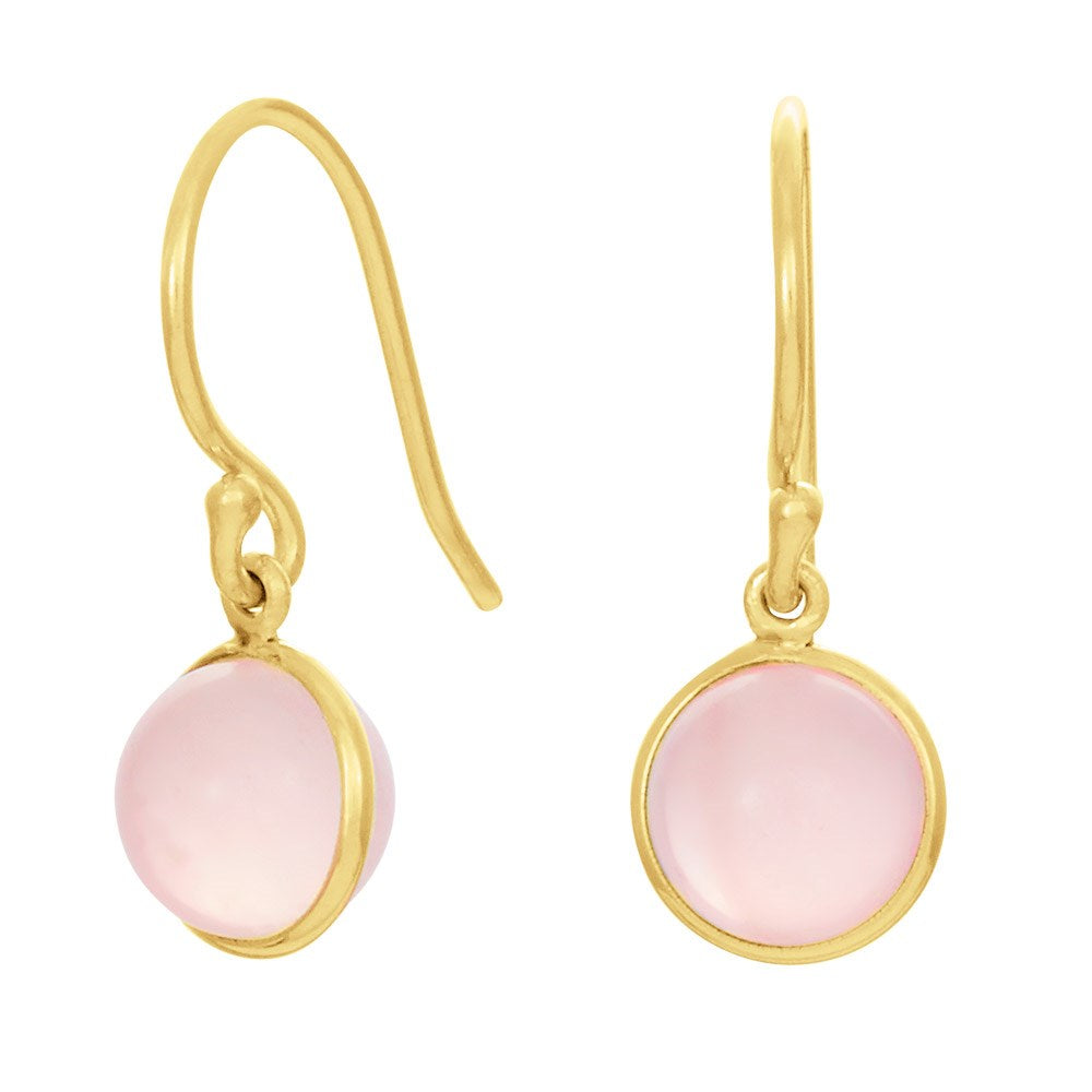 Gold-plated silver earring SWEETS52 rose quartz 8mm