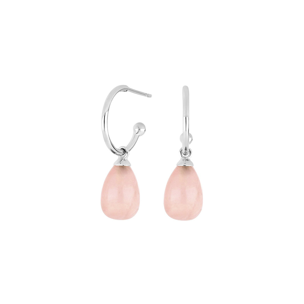 Rhd. silver hoops SWEETS52 rose quartz