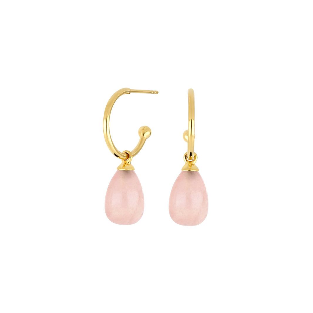 Gold-plated creoles SWEETS52 rose quartz