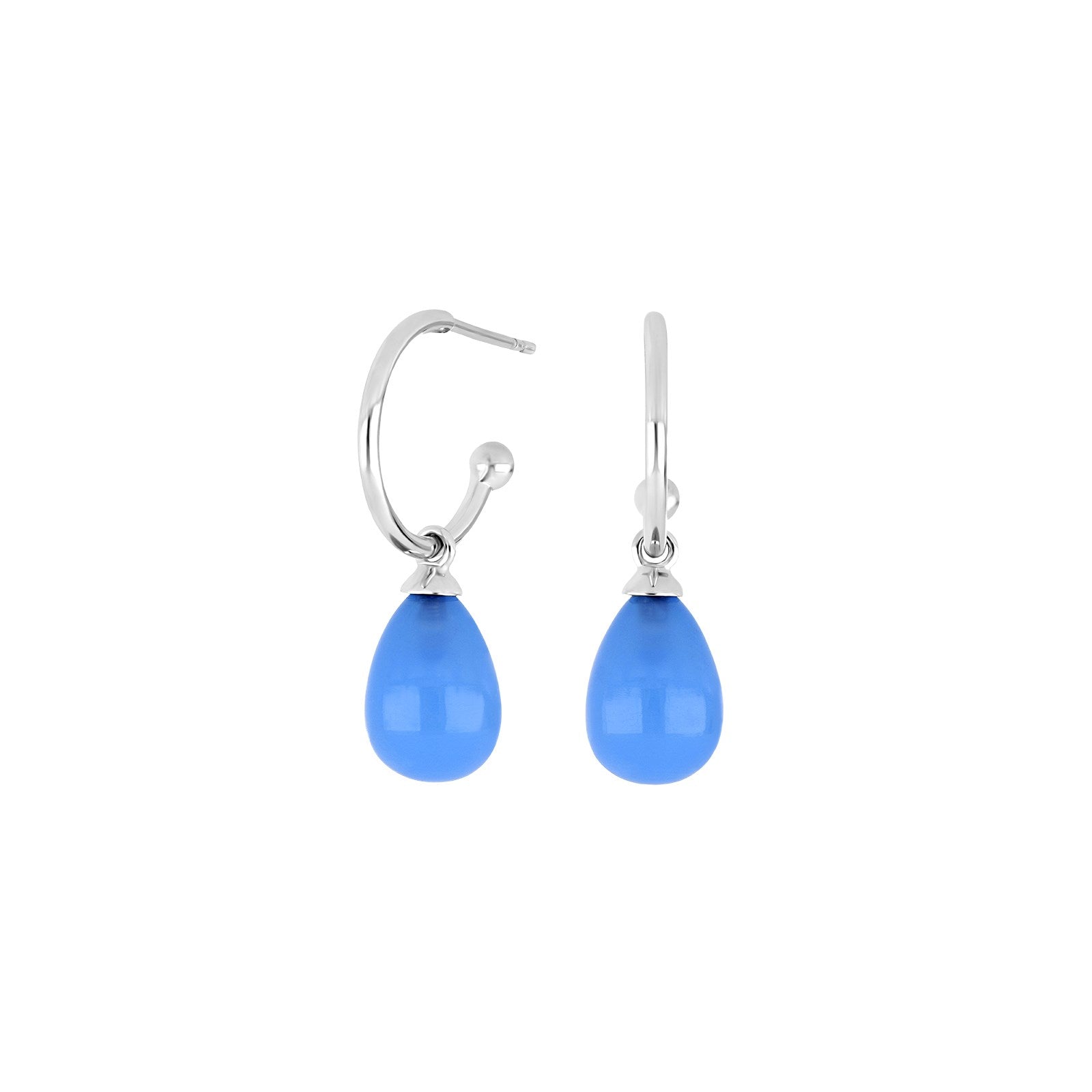Rh. Silber Creolen SWEETS52 blauer Chalcedon