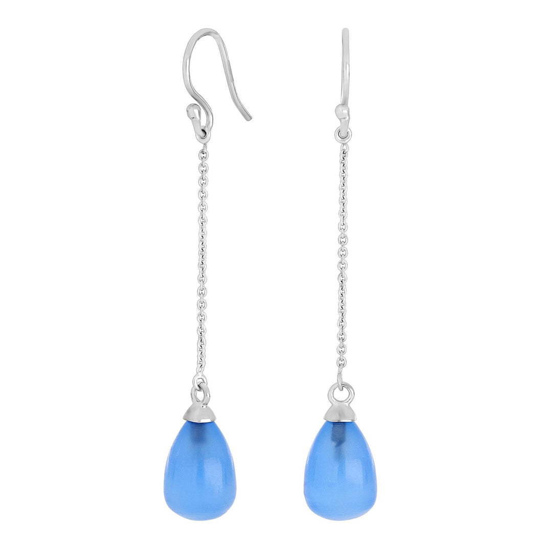 Rhd. silver earrings SWEETS52 blue chalcedon