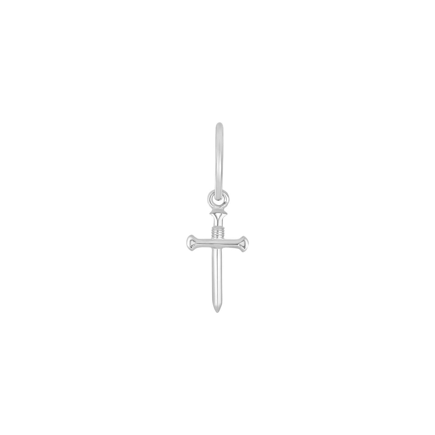 SON Rhodium-plated silver hoops sword