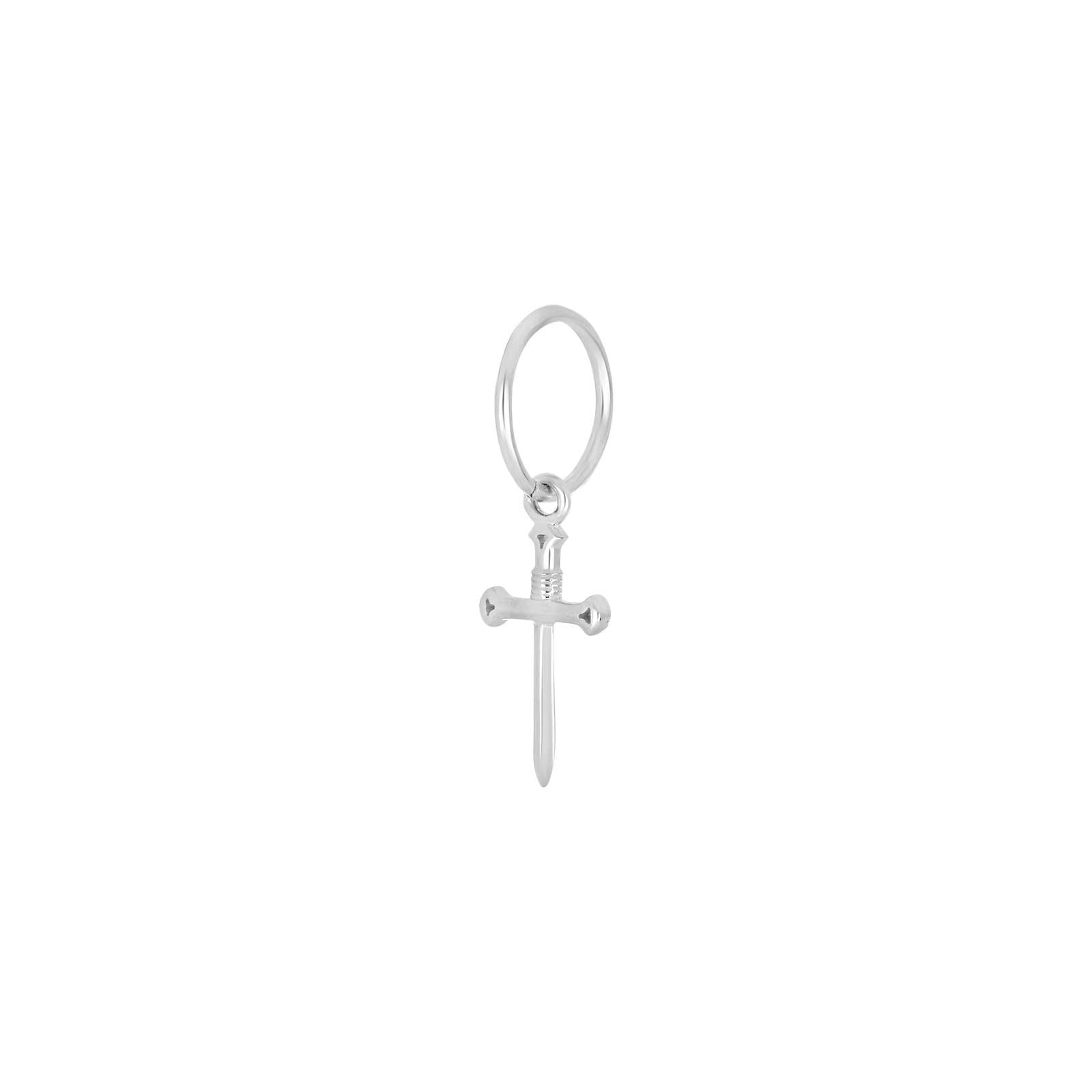 SON Rhodium-plated silver hoops sword