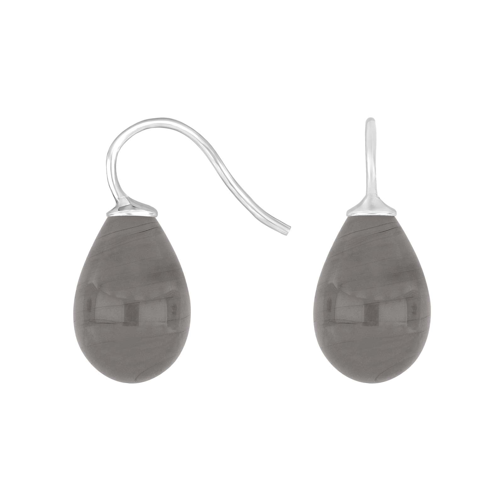 Silver earrings with Bohemian quartz glass