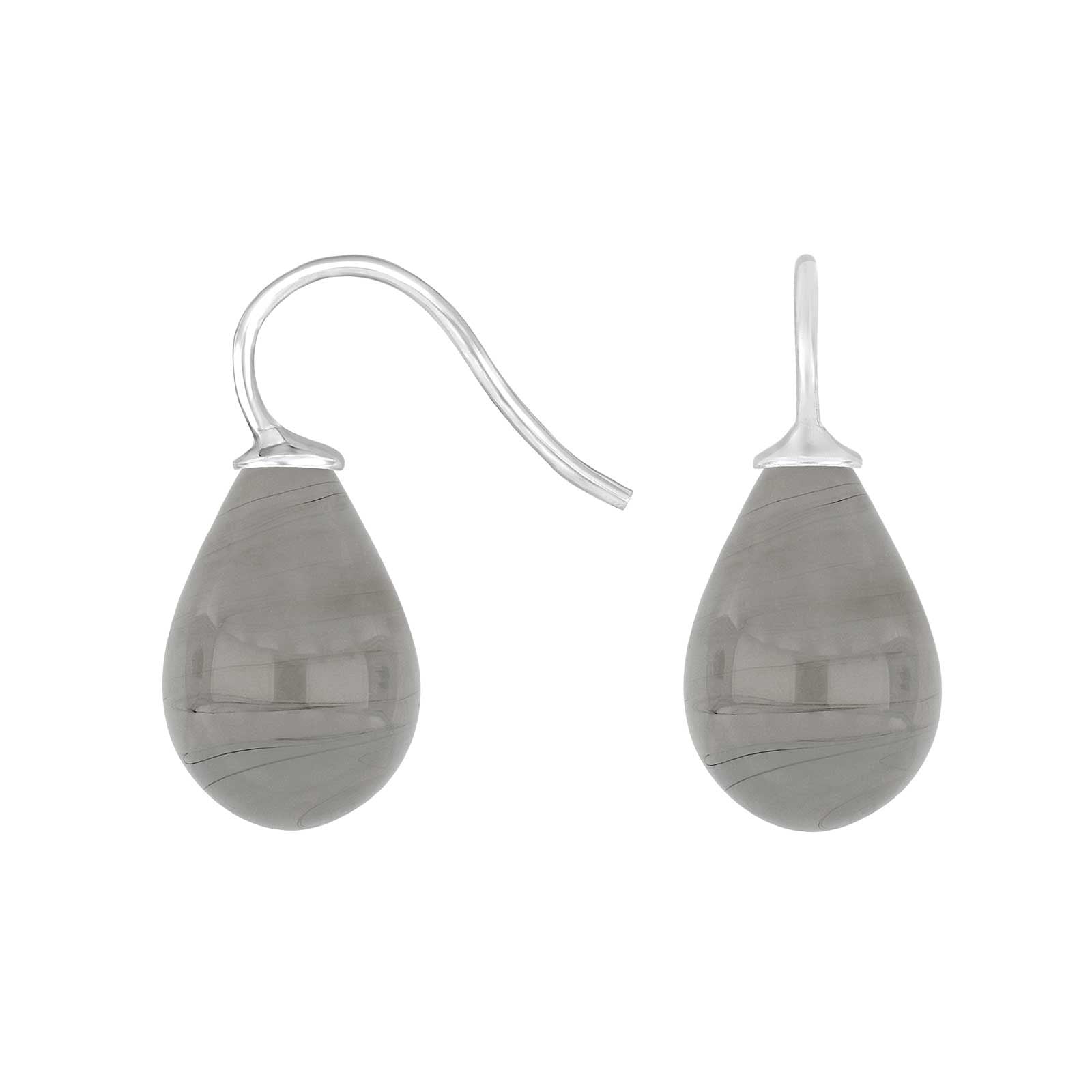 Silver earrings with Bohemian quartz glass