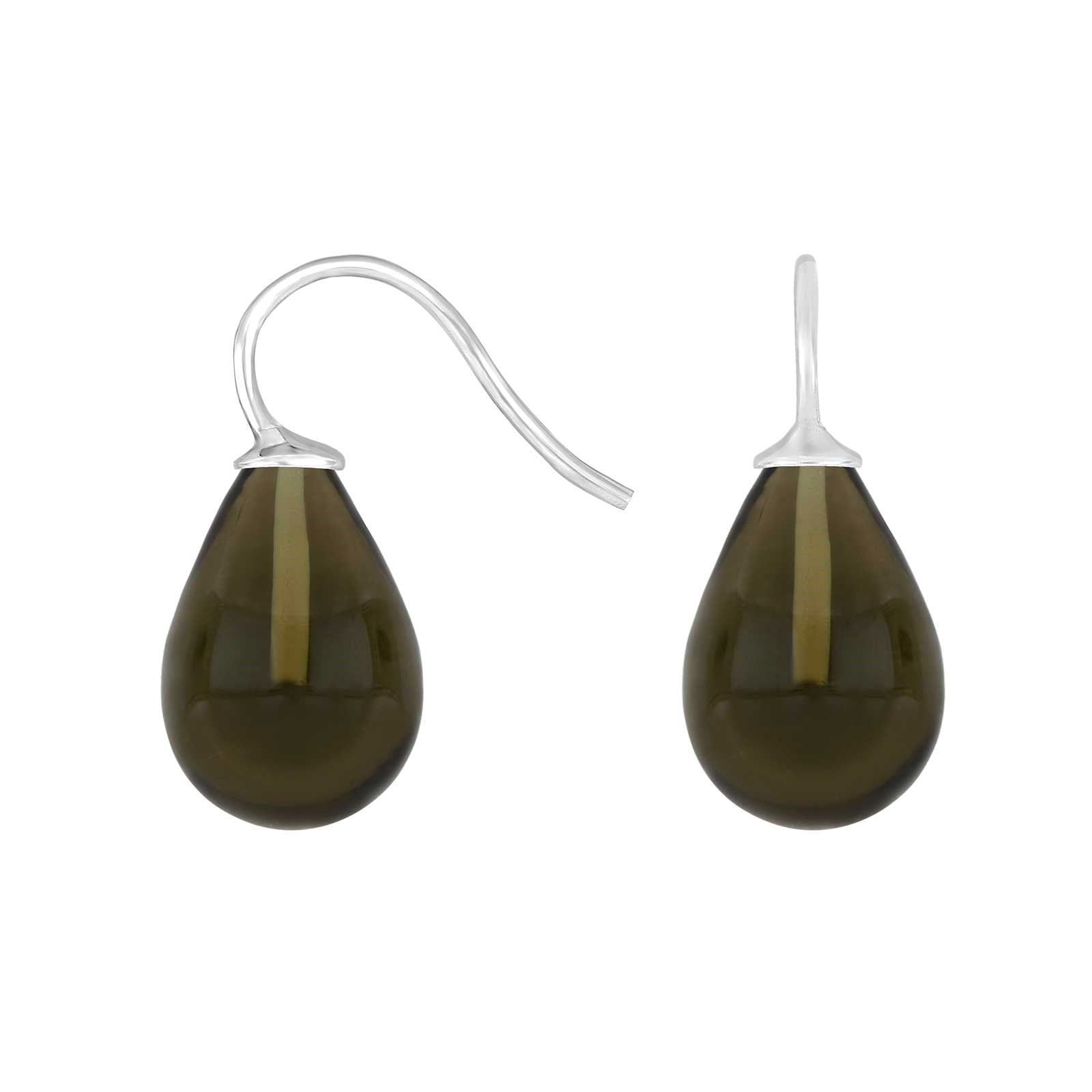Silver earrings with Bohemian quartz glass