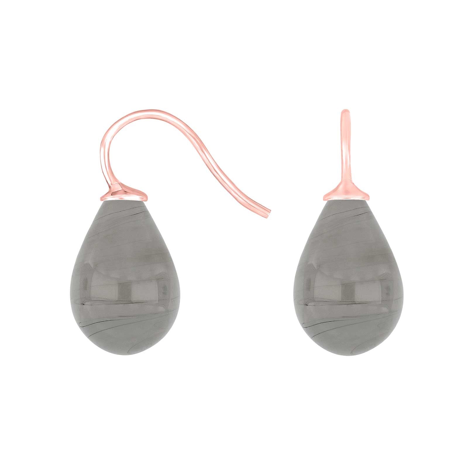 Silver earrings with Bohemian quartz glass