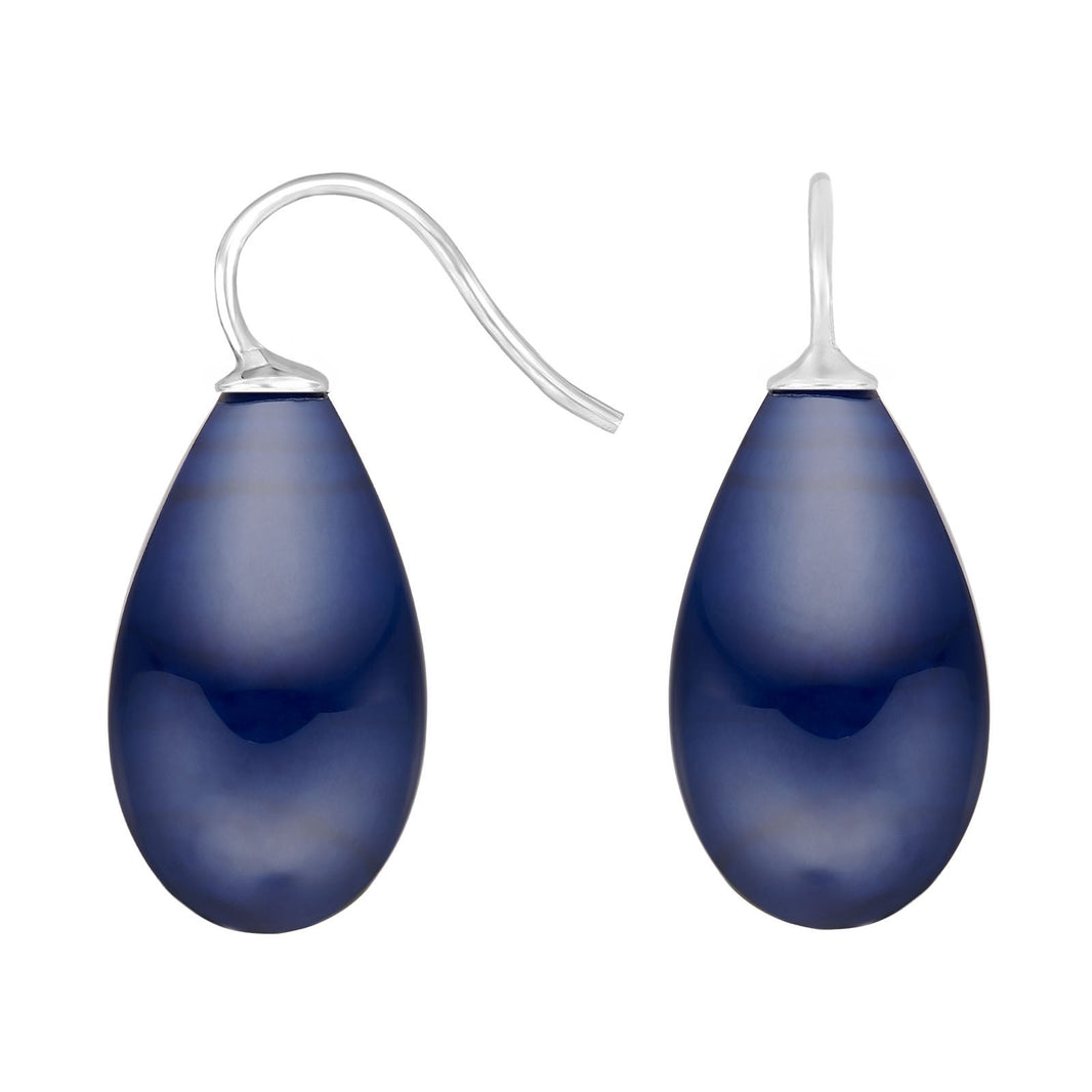 Silver ear. w/Bohemian quartz glass - 46 / Rhodium plated