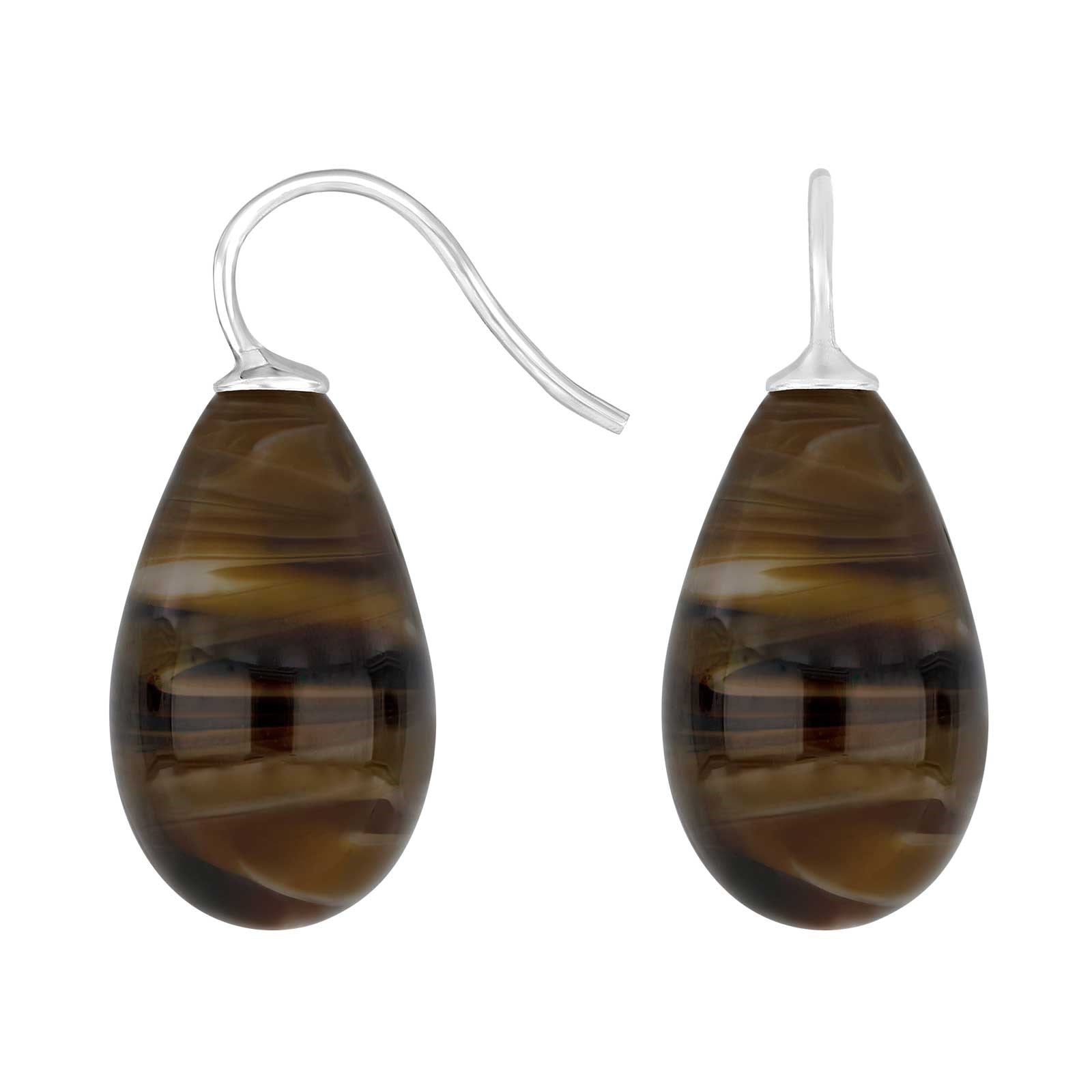 Silver ear. w/Bohemian quartz glass
