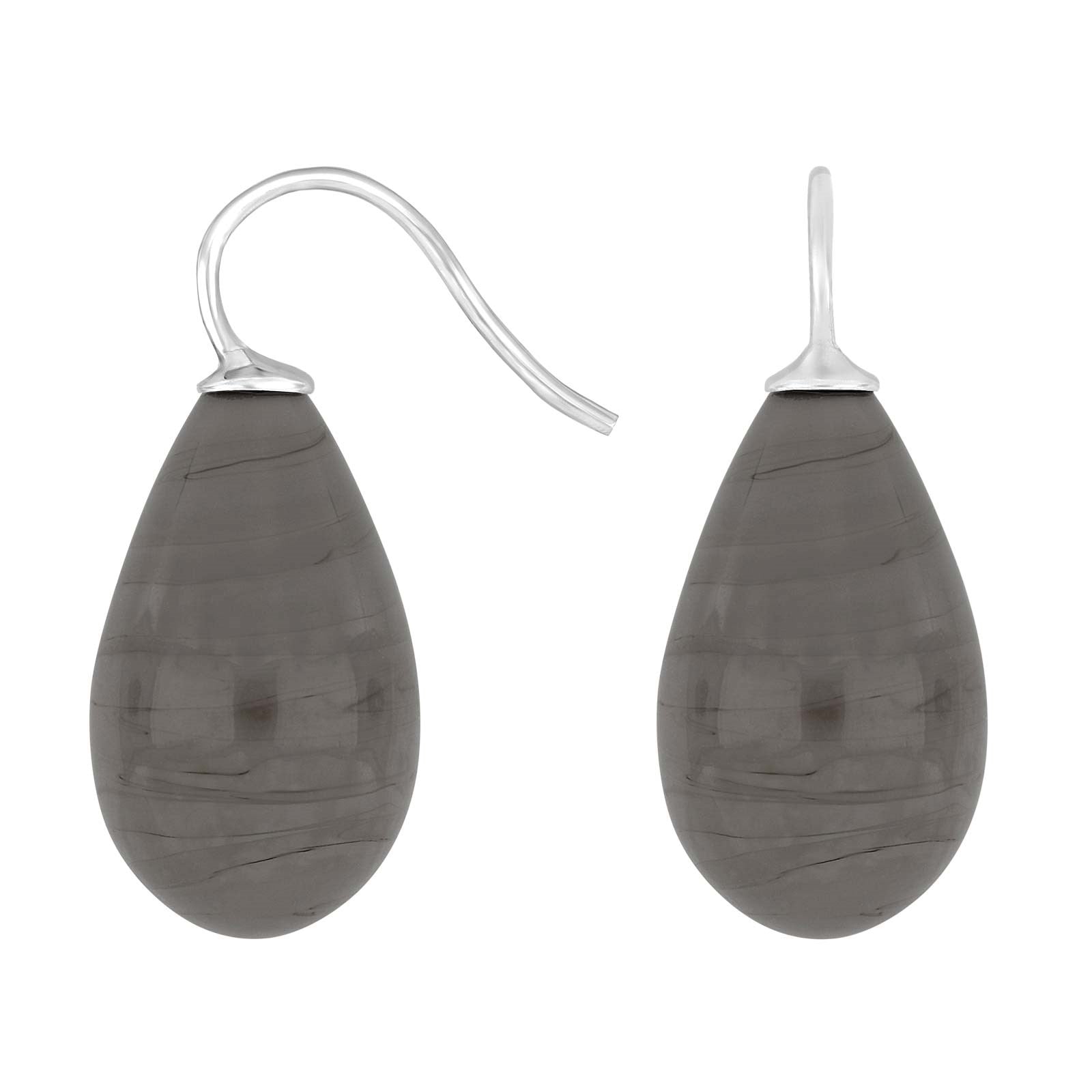 Silver ear. w/Bohemian quartz glass