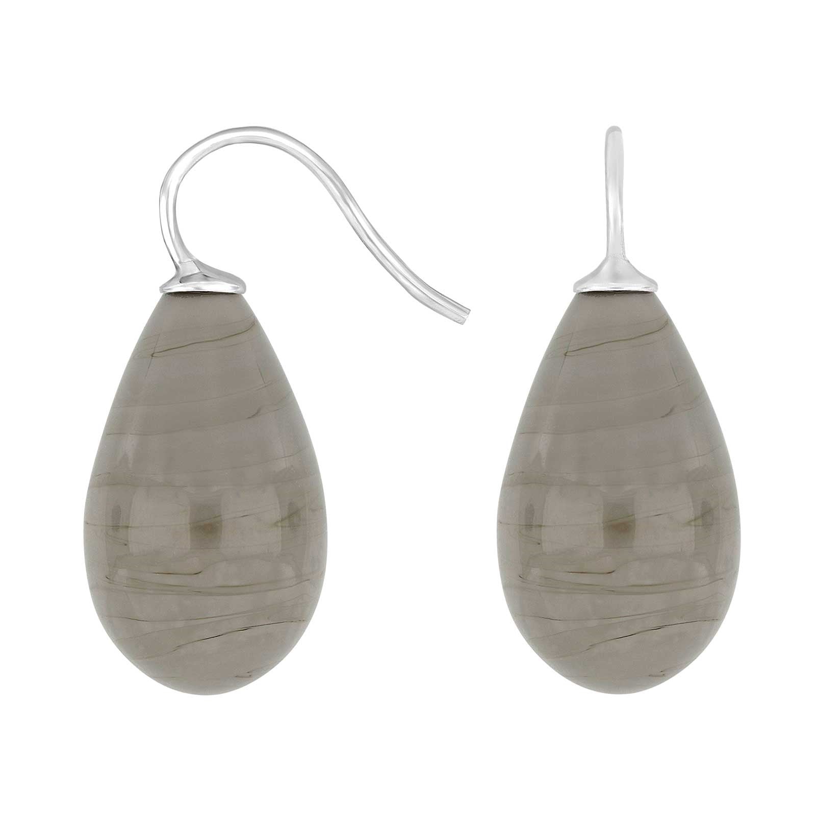 Silver ear. w/Bohemian quartz glass