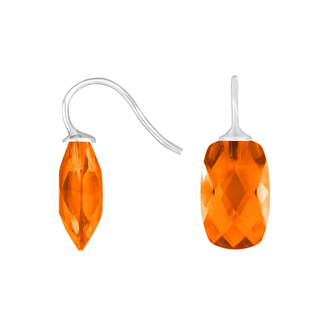 Silver ear. w/quartz glass faceted - 68 / Rhodium plated