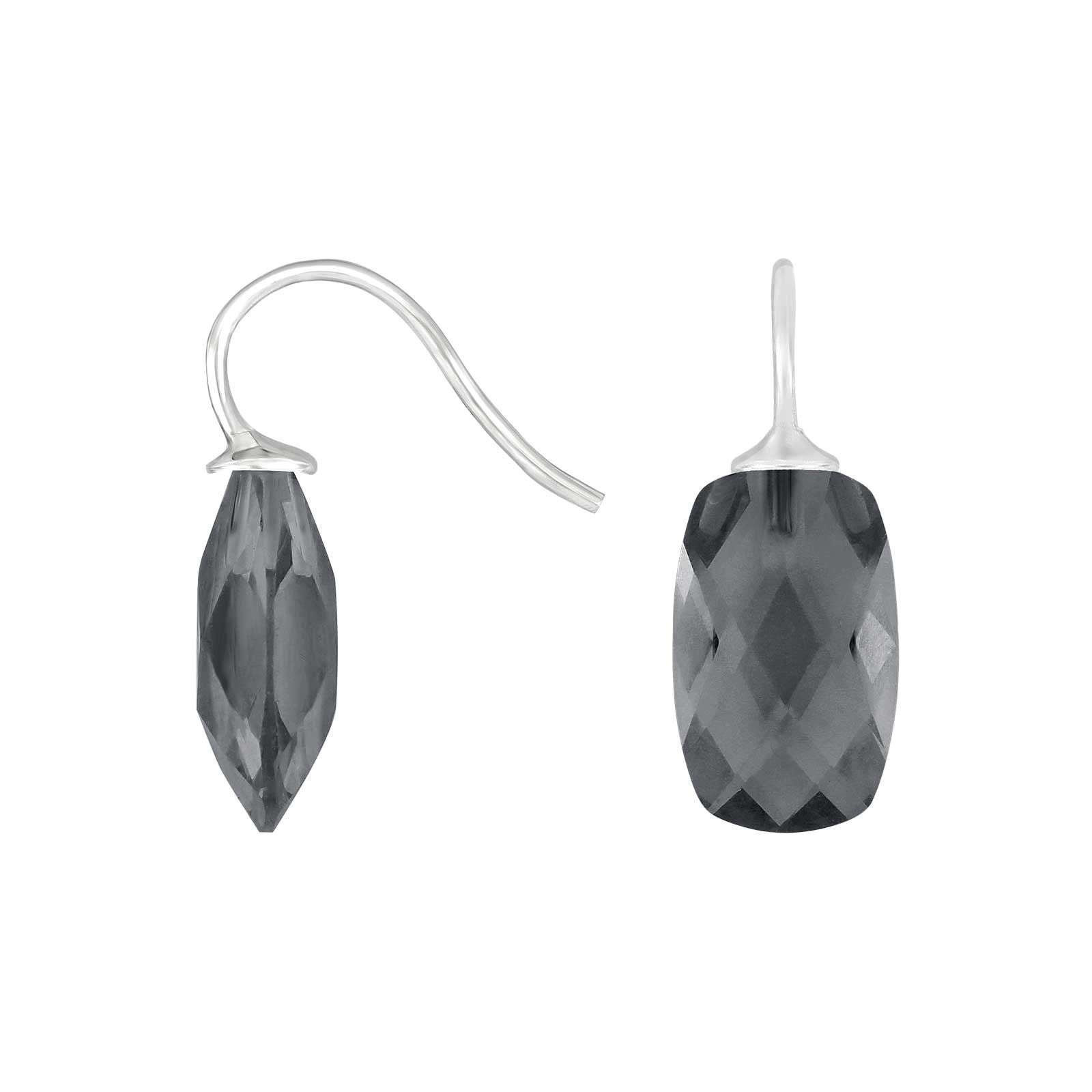 Silver ear. w/quartz glass faceted