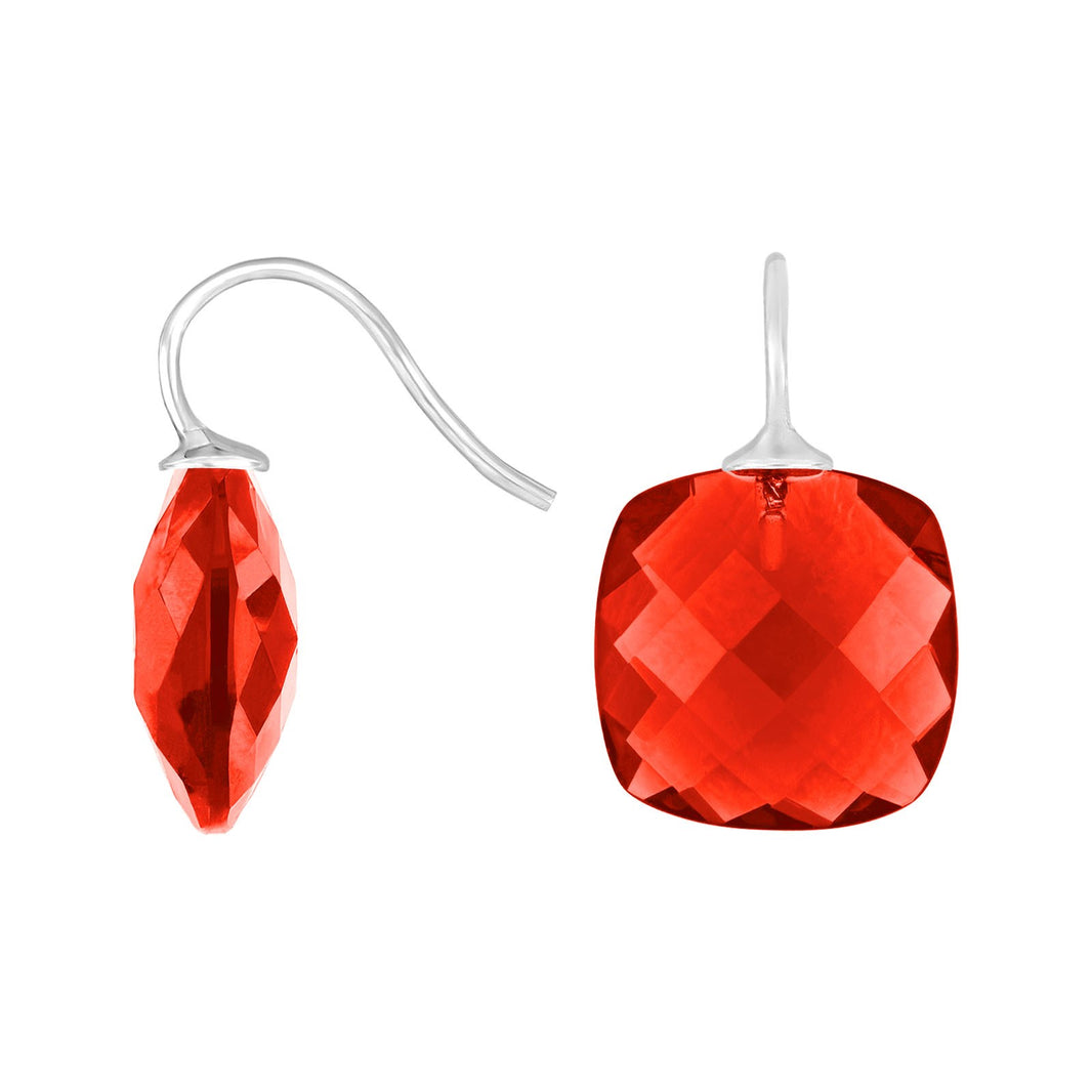 Silver ear. w/quartz glass faceted - 20 / Rhodium plated