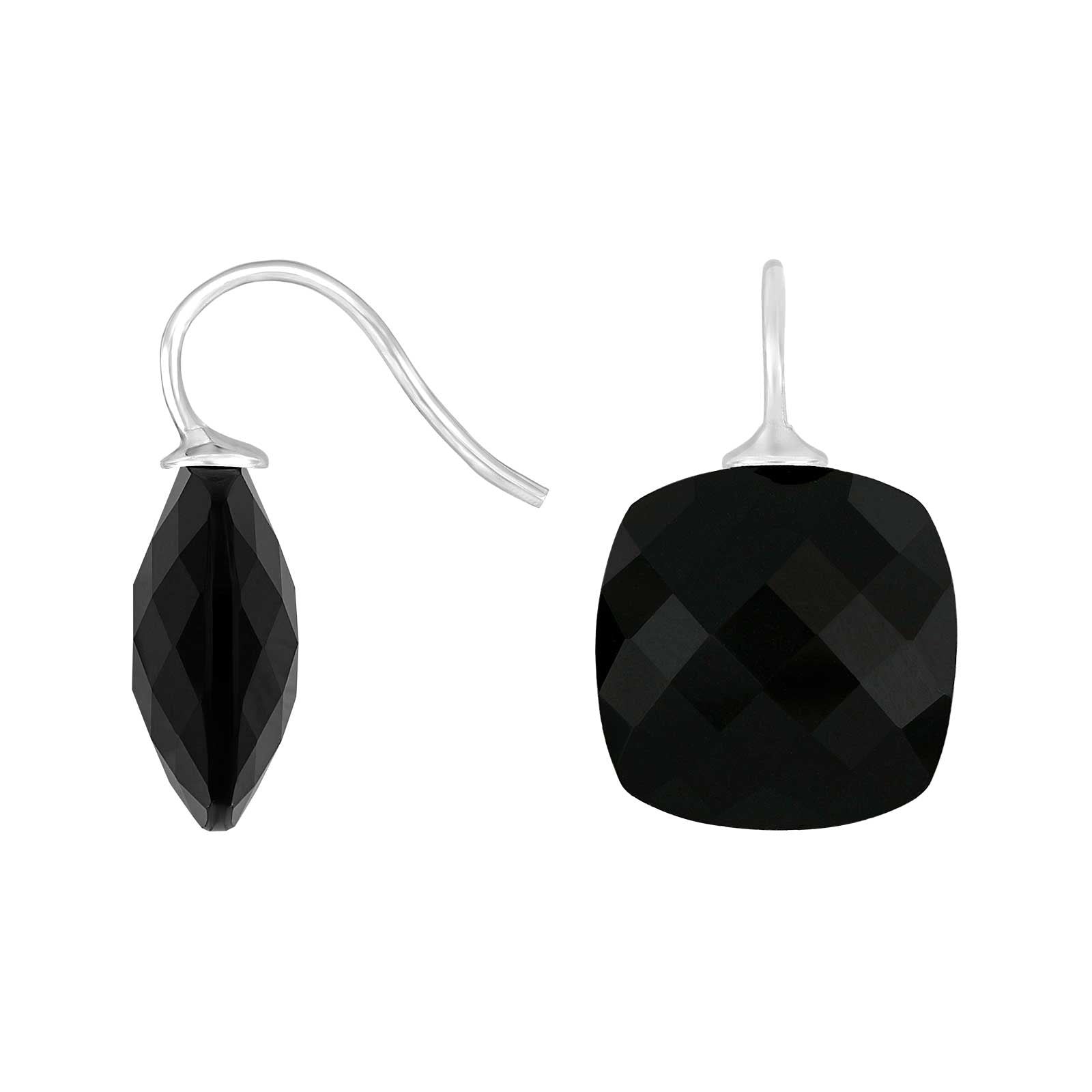 Silver ear. w/quartz glass faceted