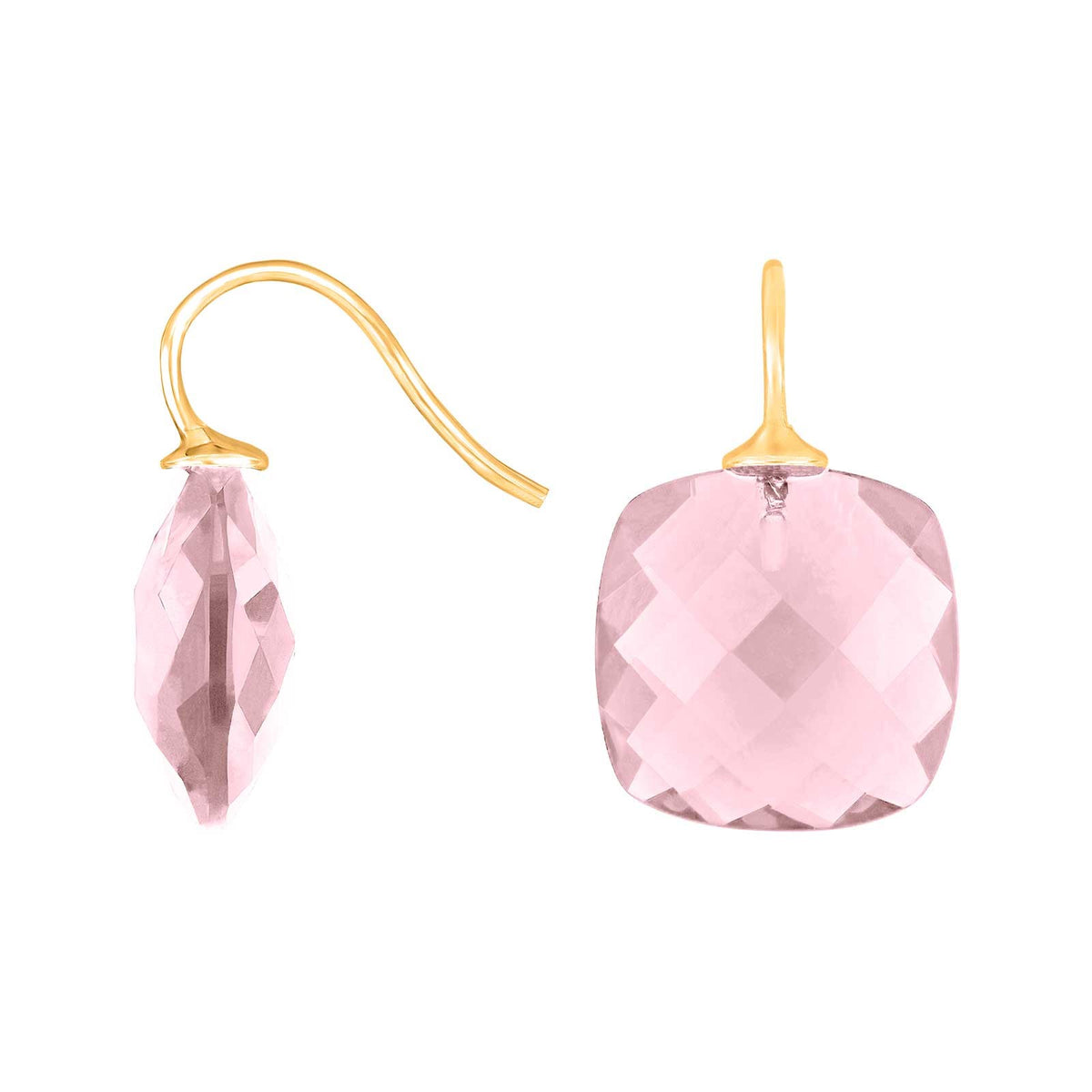 Silver ear. w/quartz glass faceted - 71 / Rose gold plated