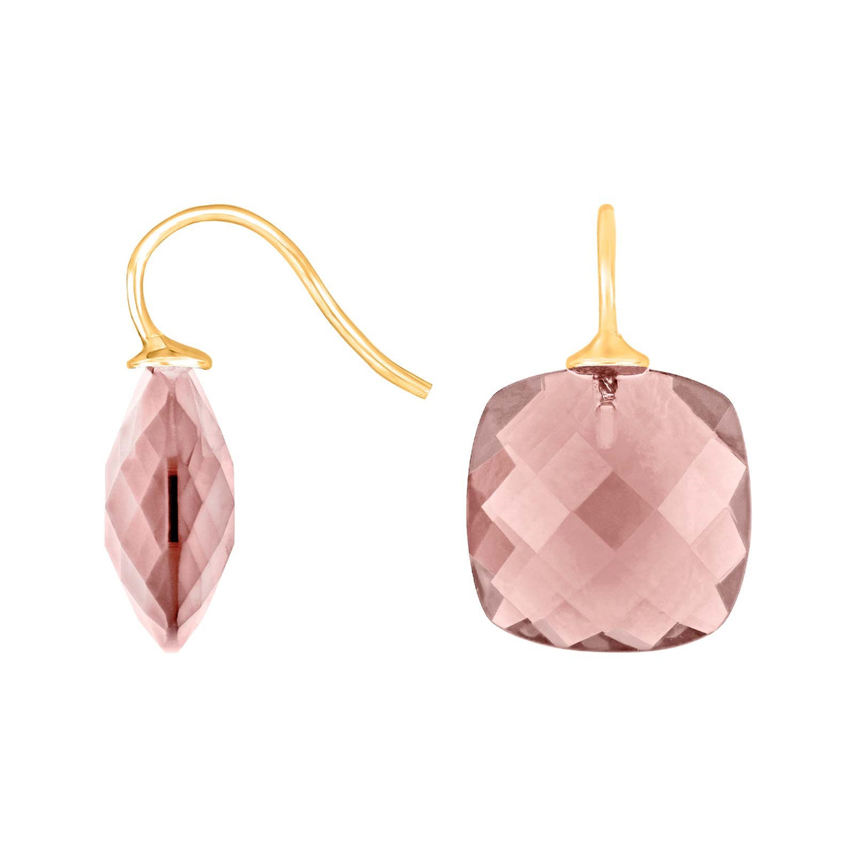 Silver ear. w/quartz glass faceted - 71 / Rose gold plated