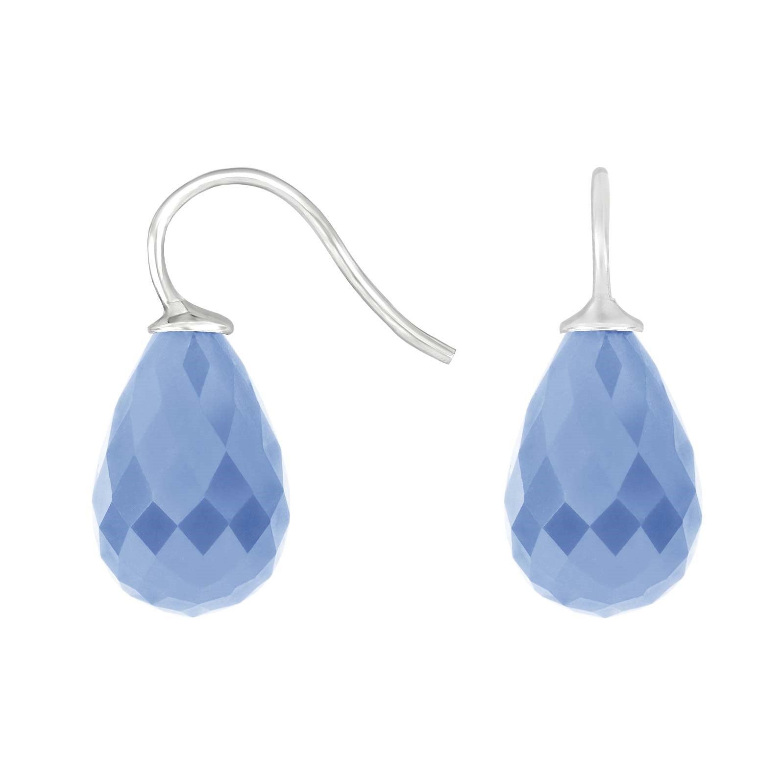 Silver ear. w/quartz glass faceted
