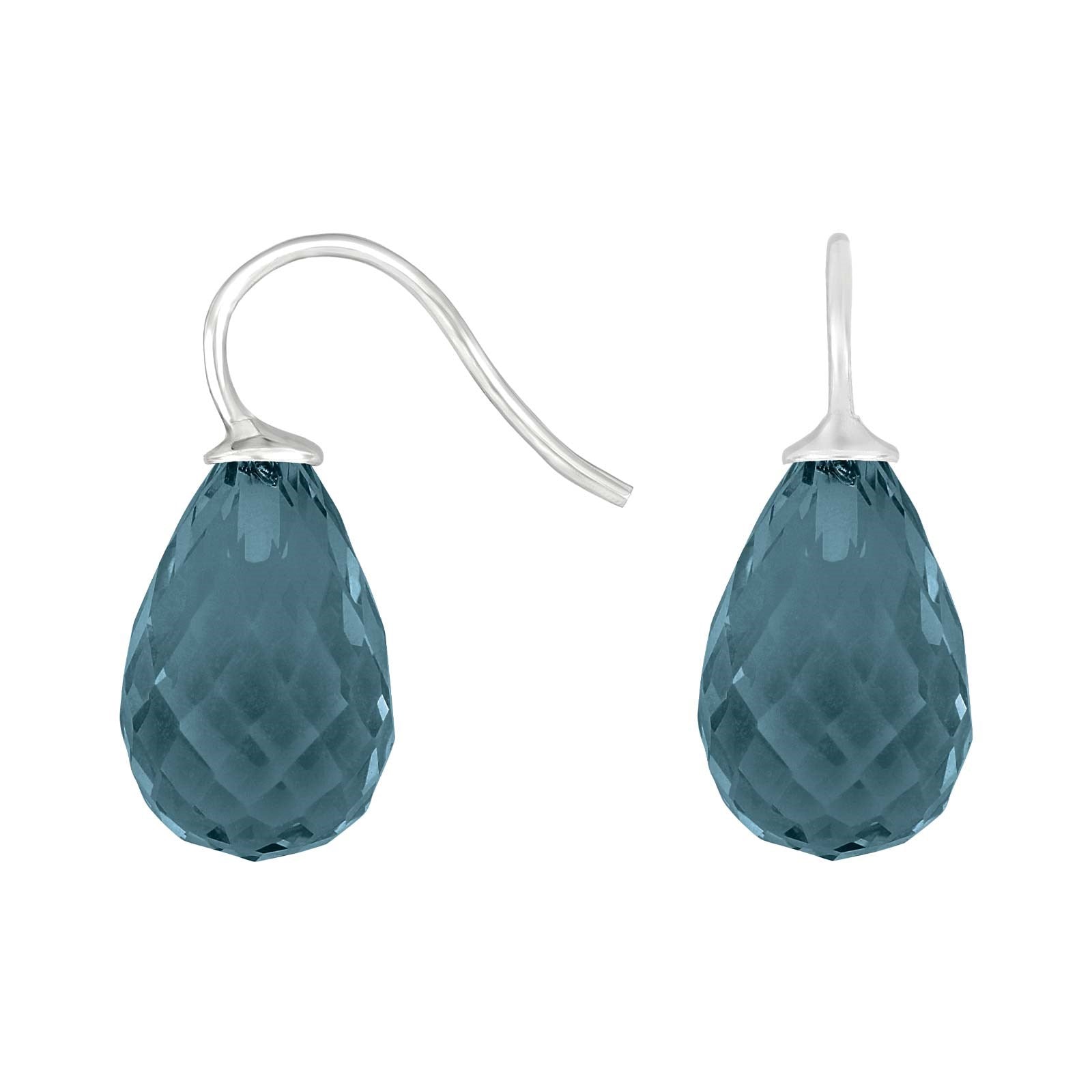 Silver ear. w/quartz glass faceted