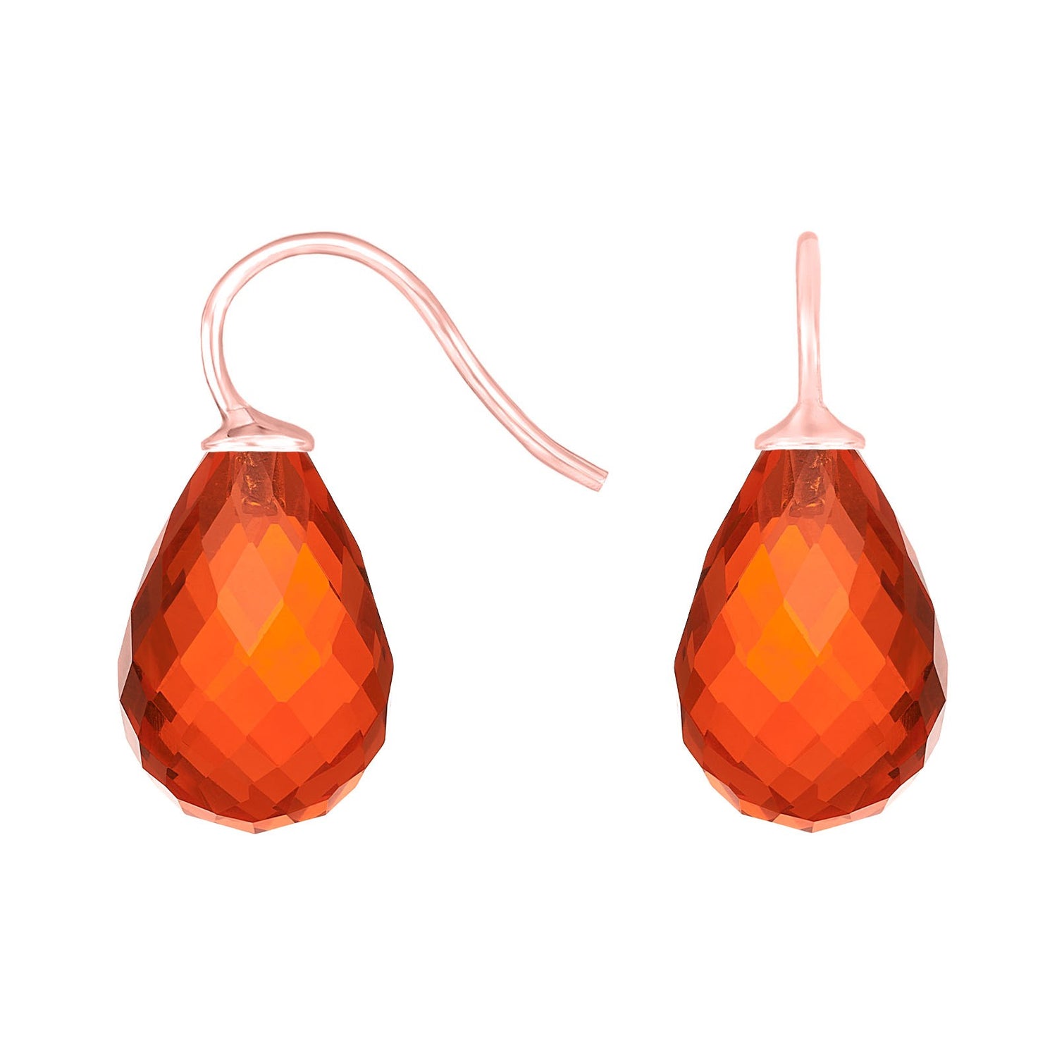 Silberohrring mit facettiertem Quarzglas - 71 / Rosévergoldet