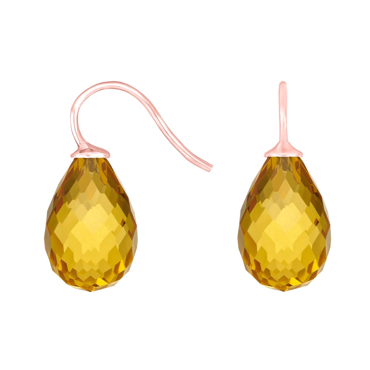 Silberohrring mit facettiertem Quarzglas - 71 / Rosévergoldet