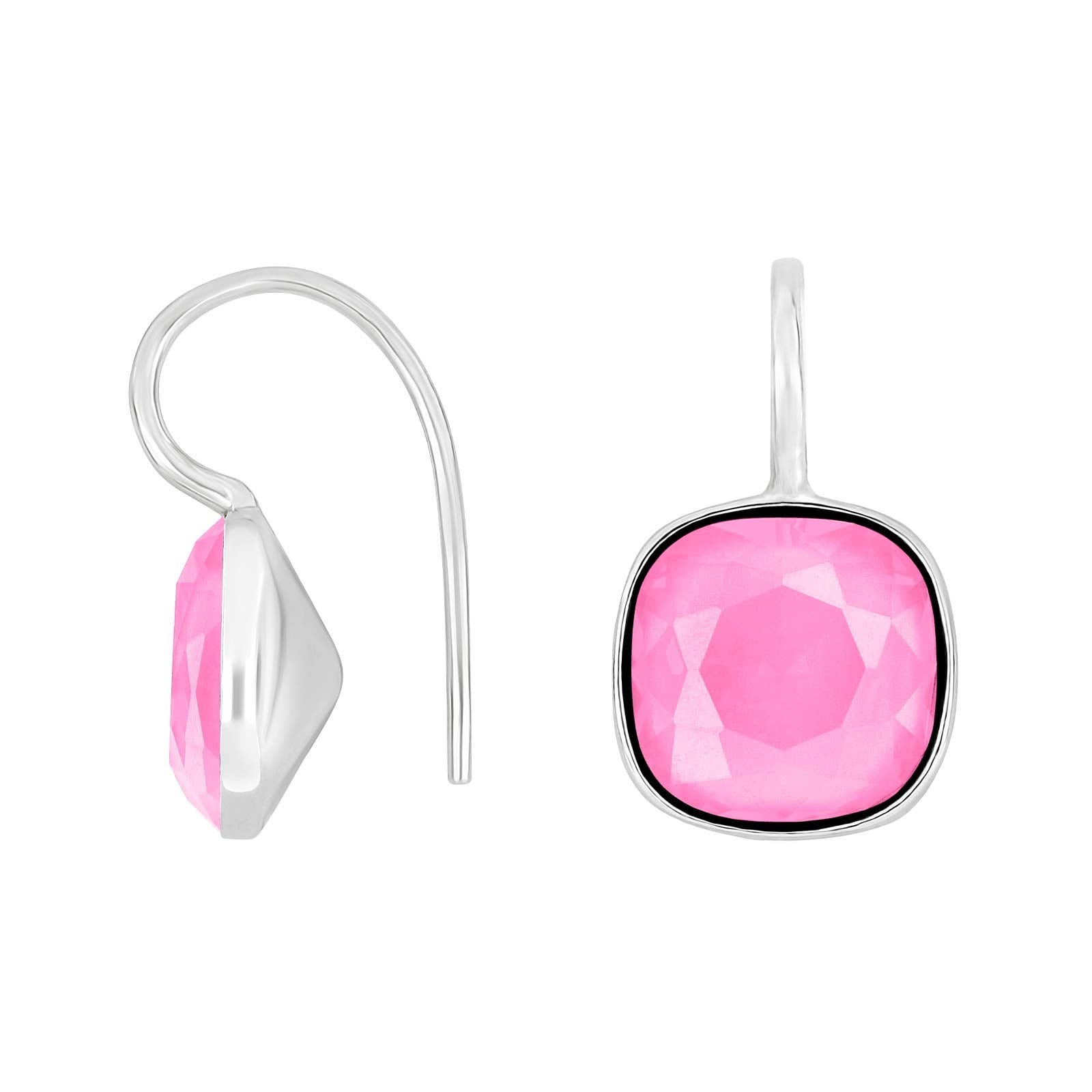Silver ear. w/quartz glass faceted