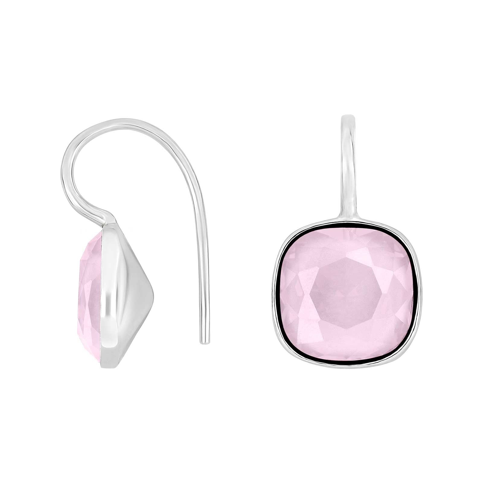 Silver ear. w/quartz glass faceted