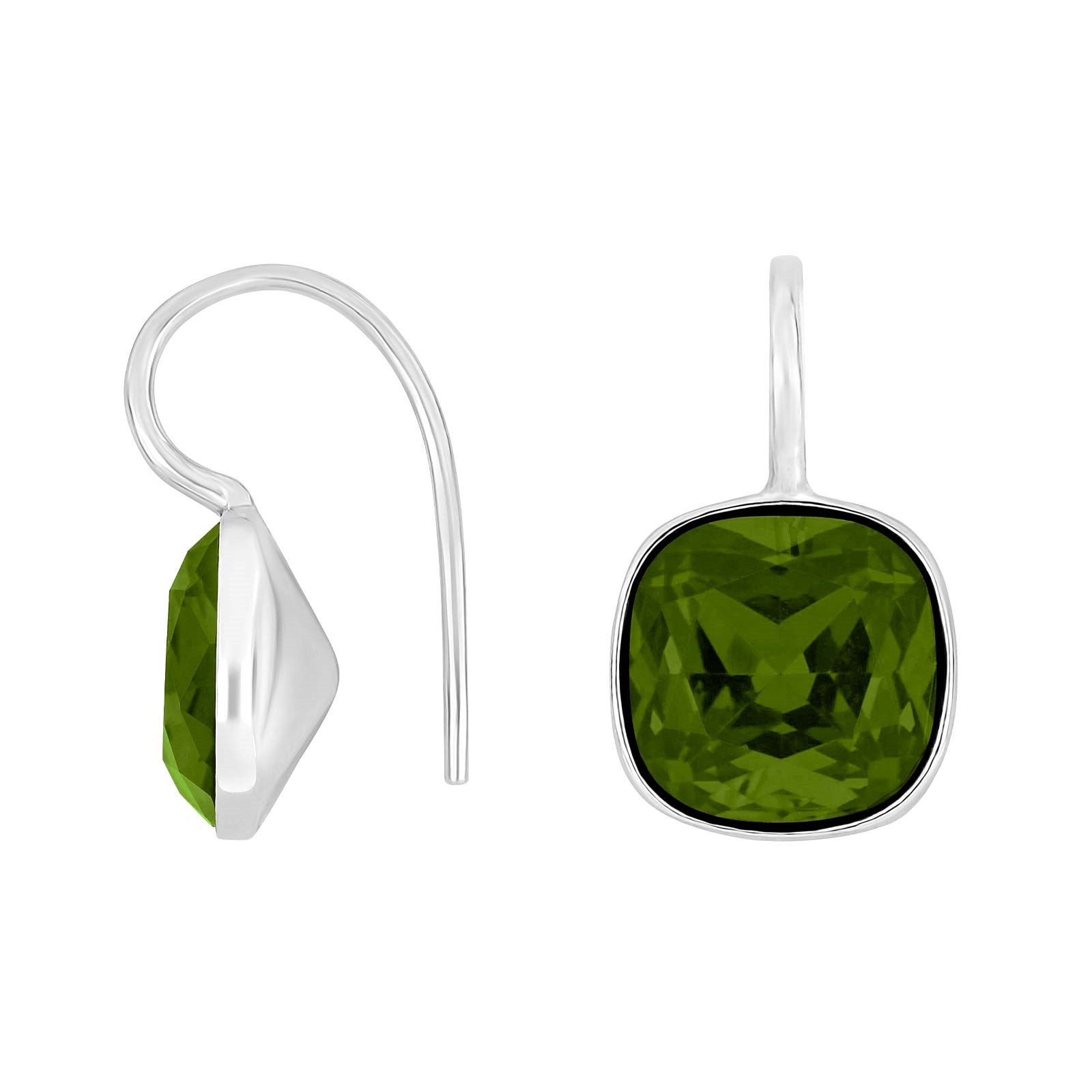 Silver ear. w/quartz glass faceted