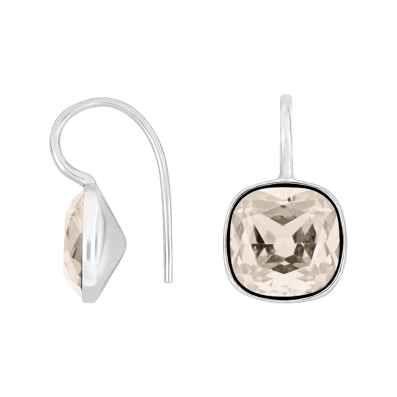 Silver ear. w/quartz glass faceted