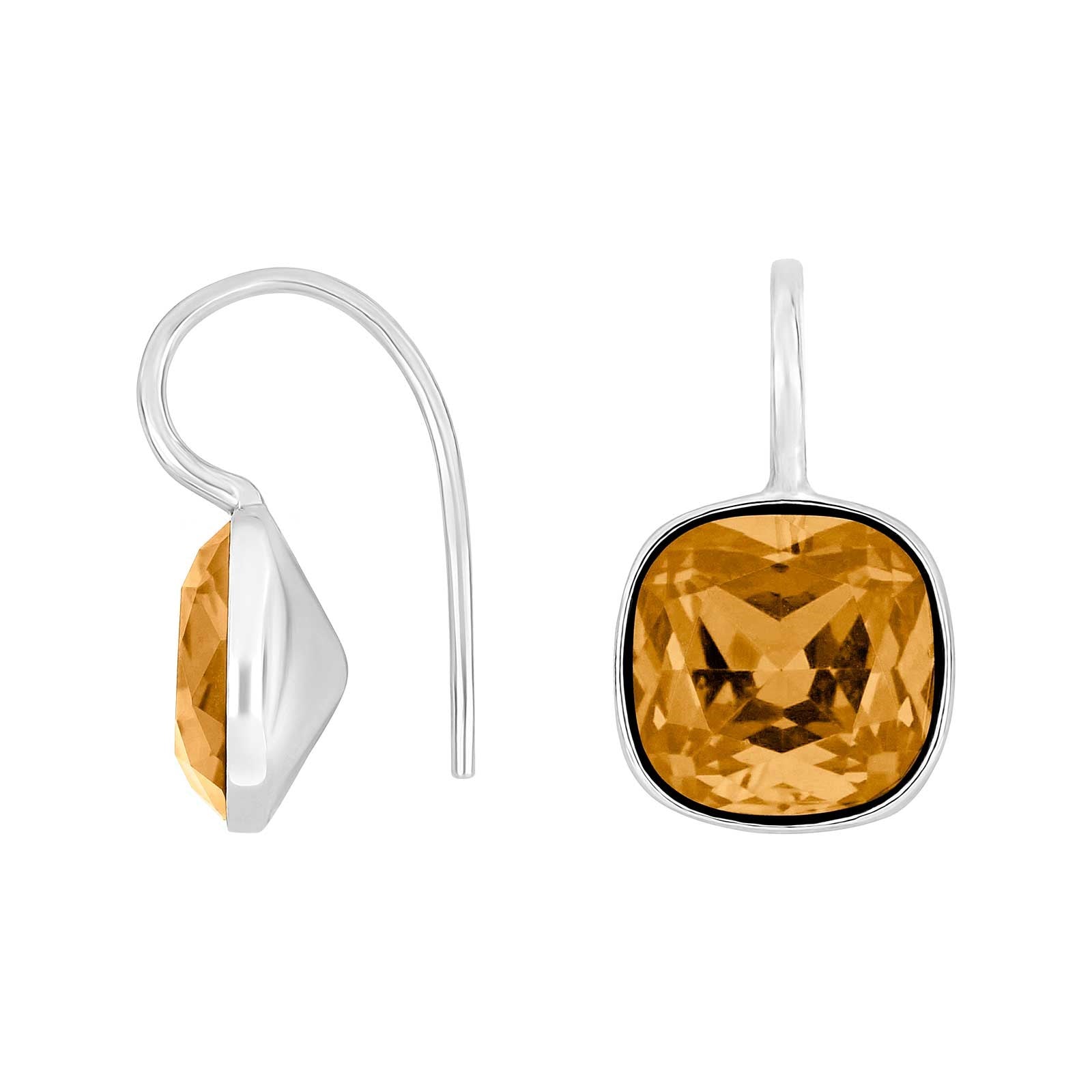 Silver ear. w/quartz glass faceted