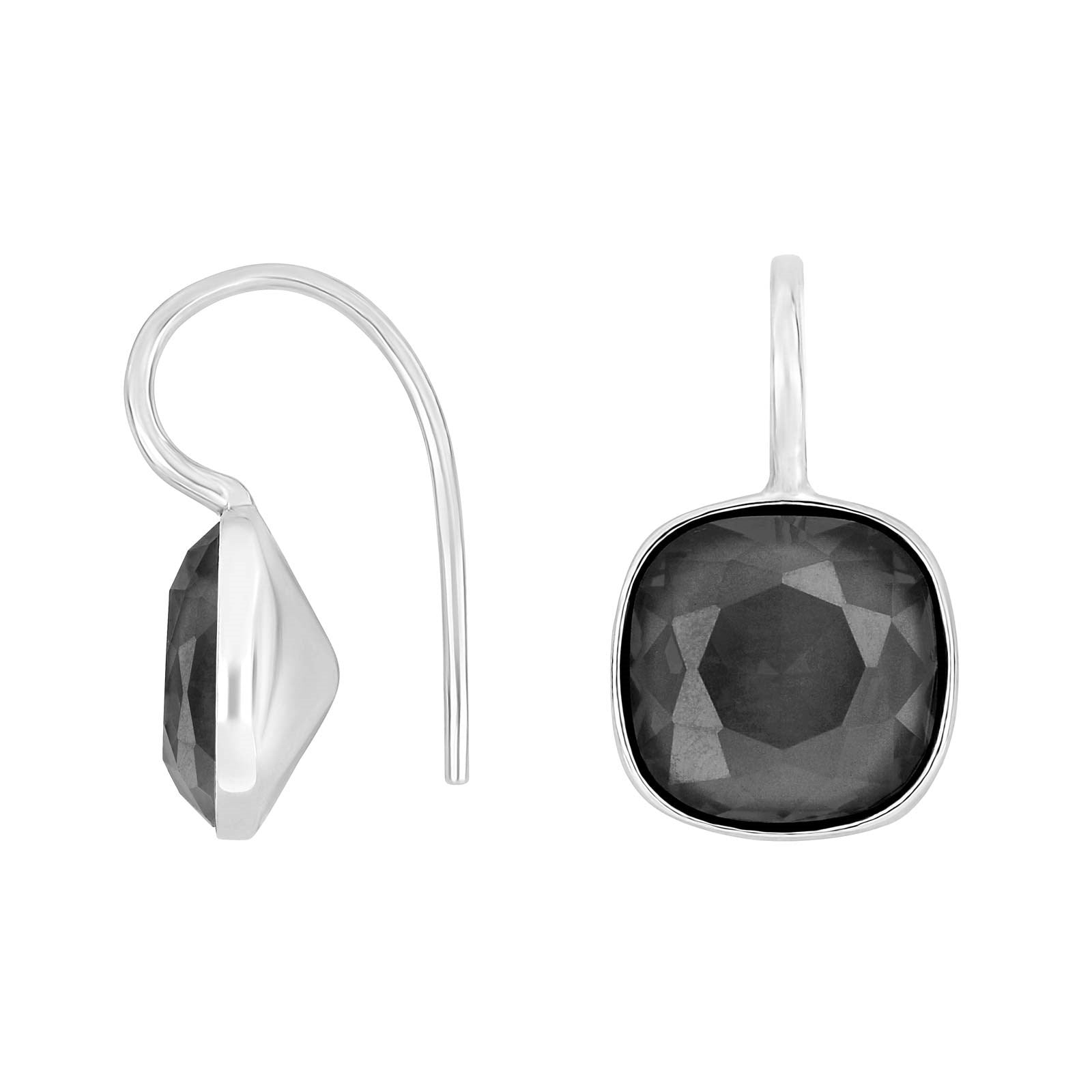 Silver ear. w/quartz glass faceted