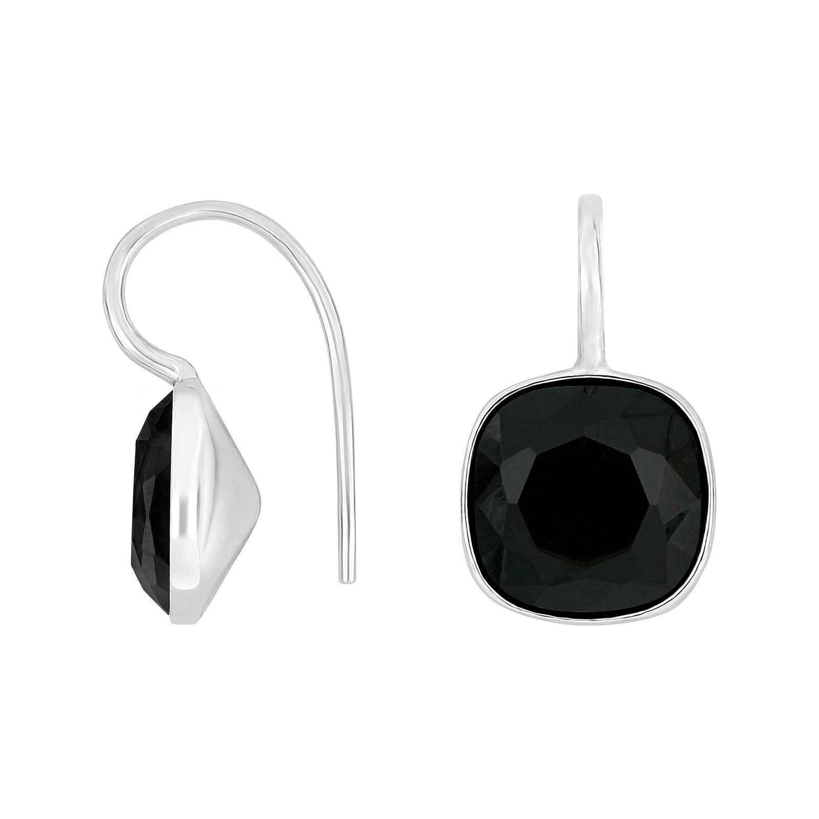 Silver ear. w/quartz glass faceted
