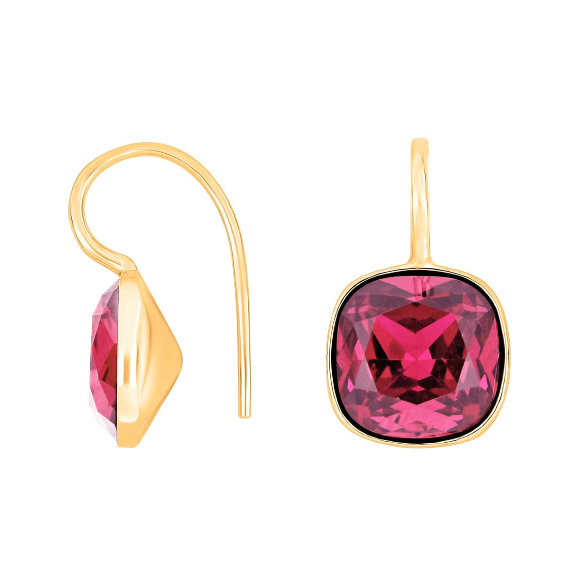 Silver ear. w/quartz glass faceted - 70 / Rose gold plated