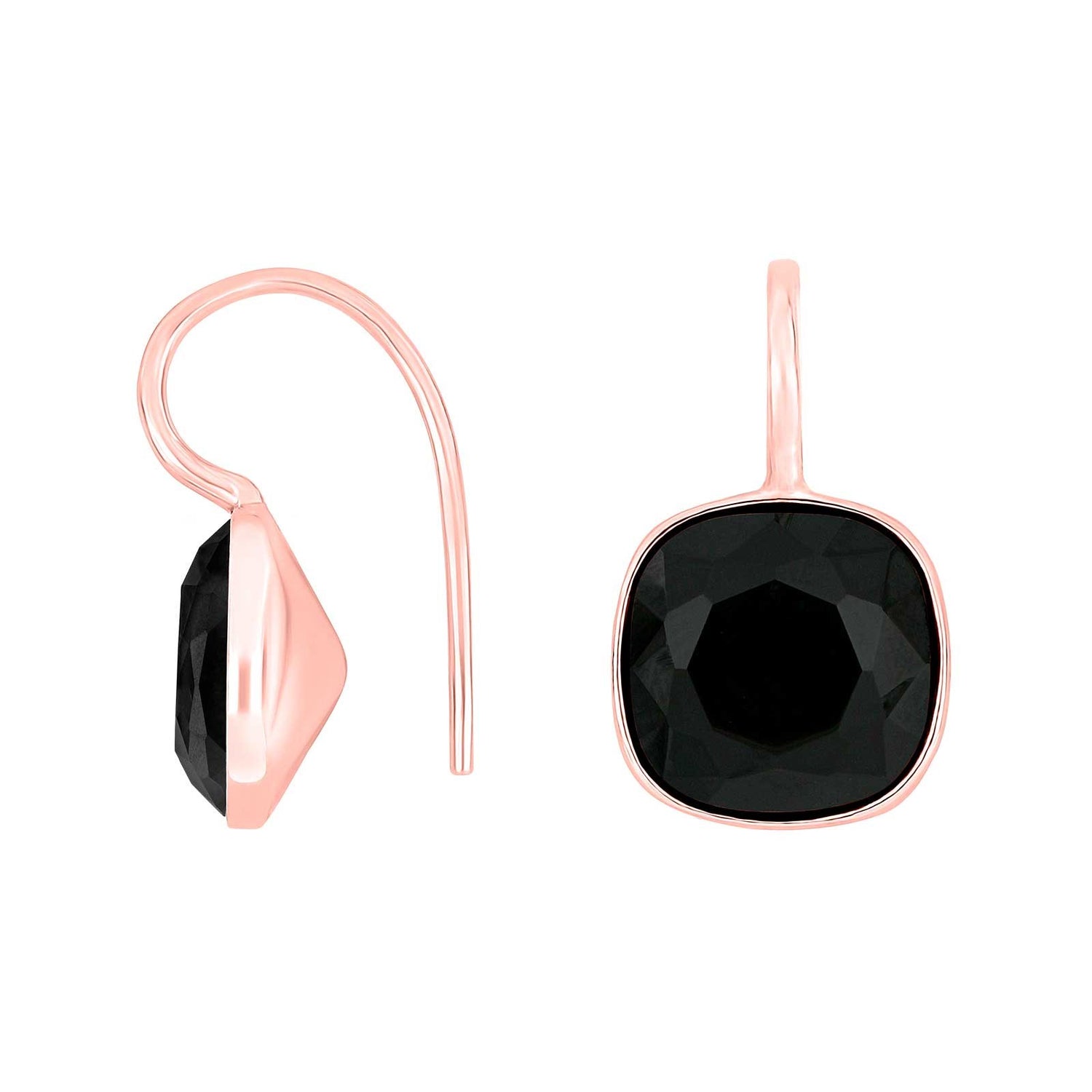 Silberohrring mit facettiertem Quarzglas - 95 / Rosévergoldet