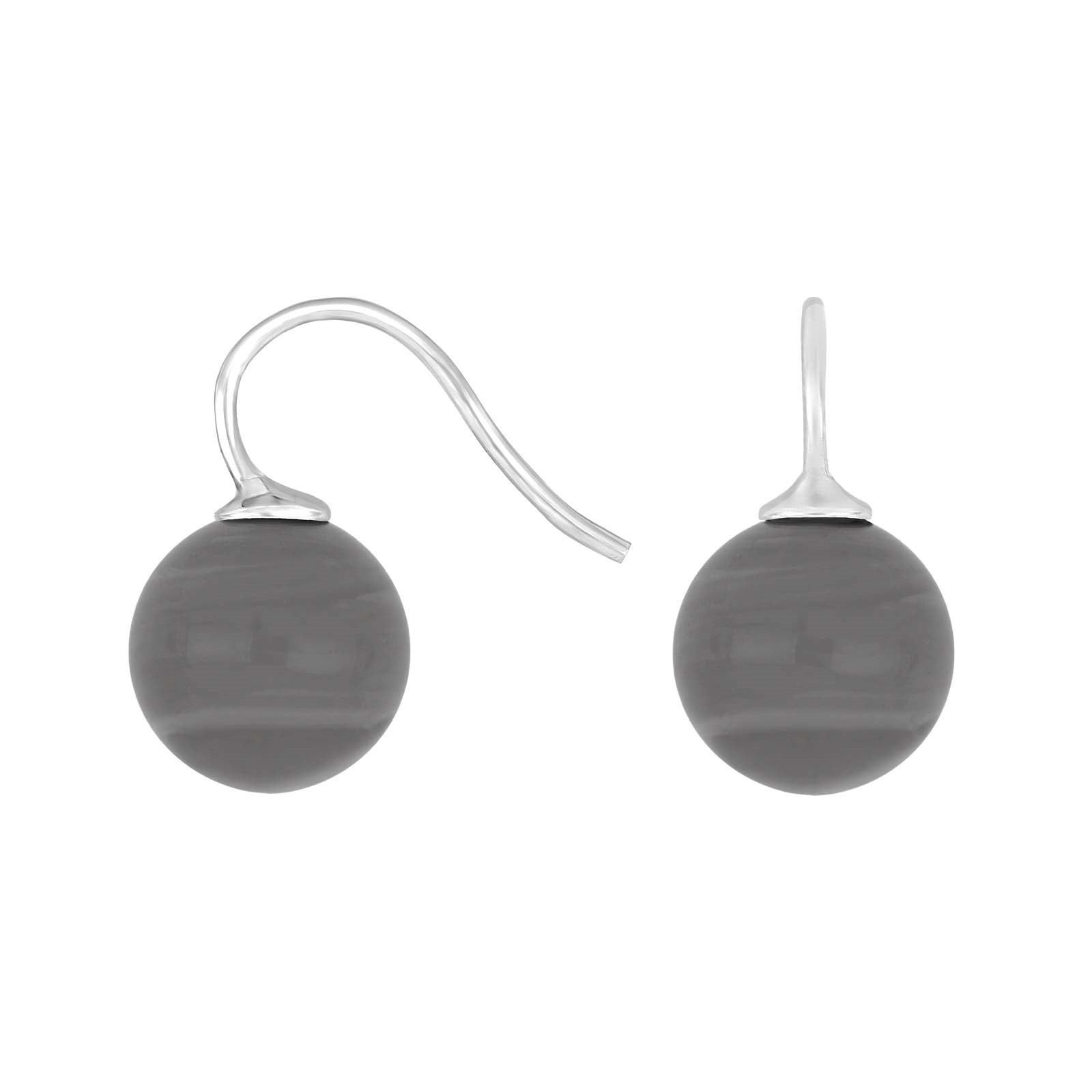 Silver ear. w/Bohemian quartz glass
