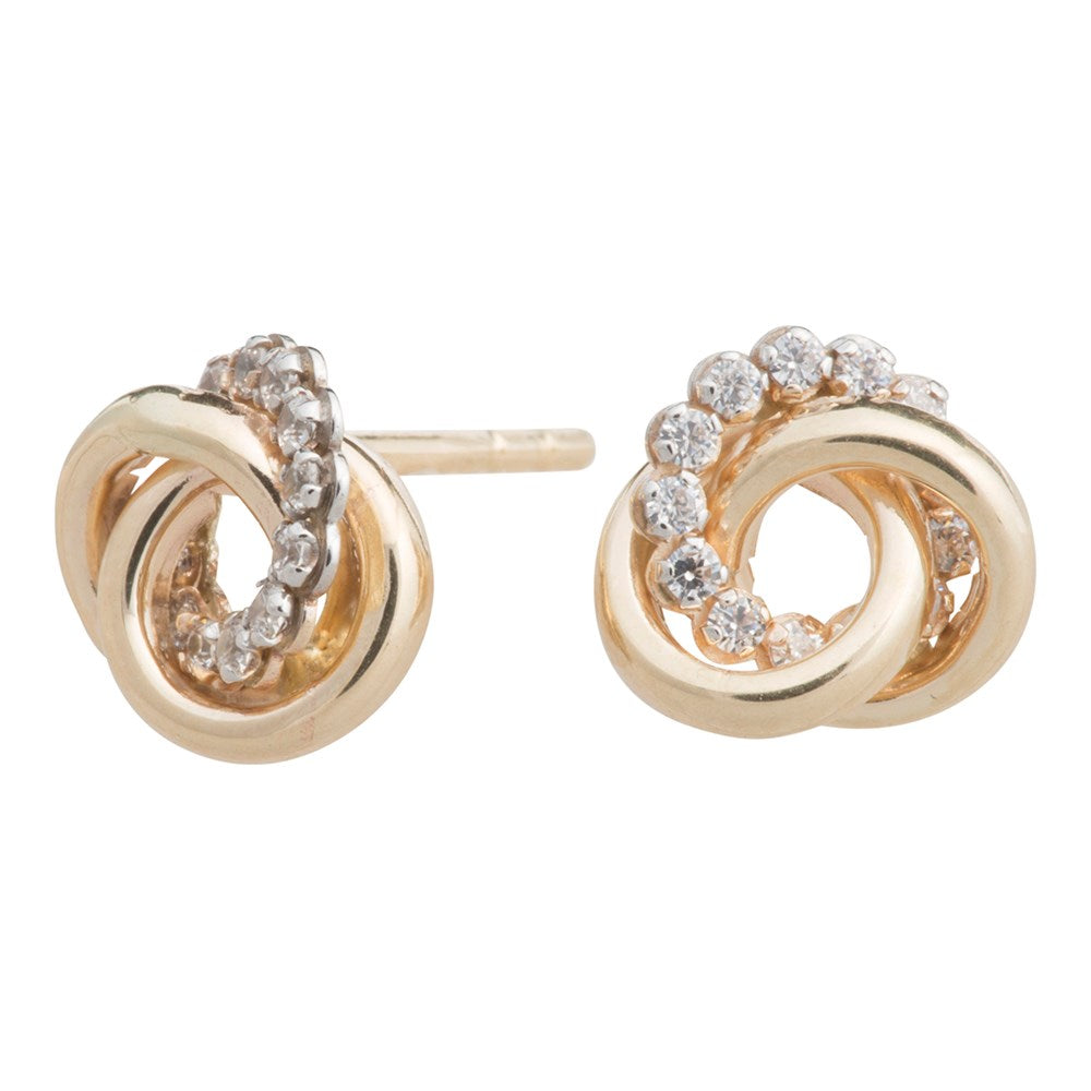 8ct. gold earrings knot w/cz