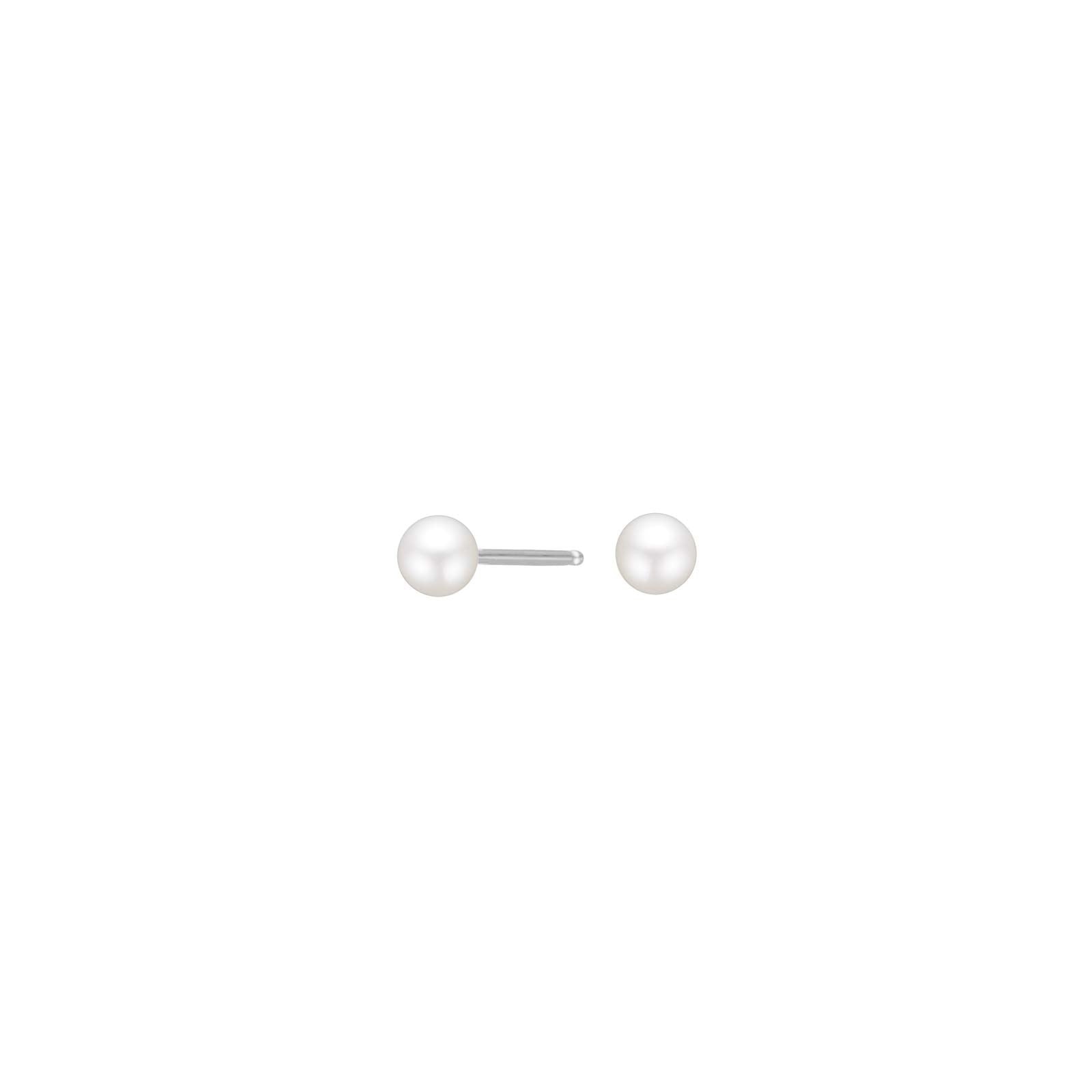 Rhod. silver earrings w/freshwaterpearl 4mm