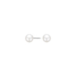 Rhod. silver earrings w/freshwaterpearl 6mm