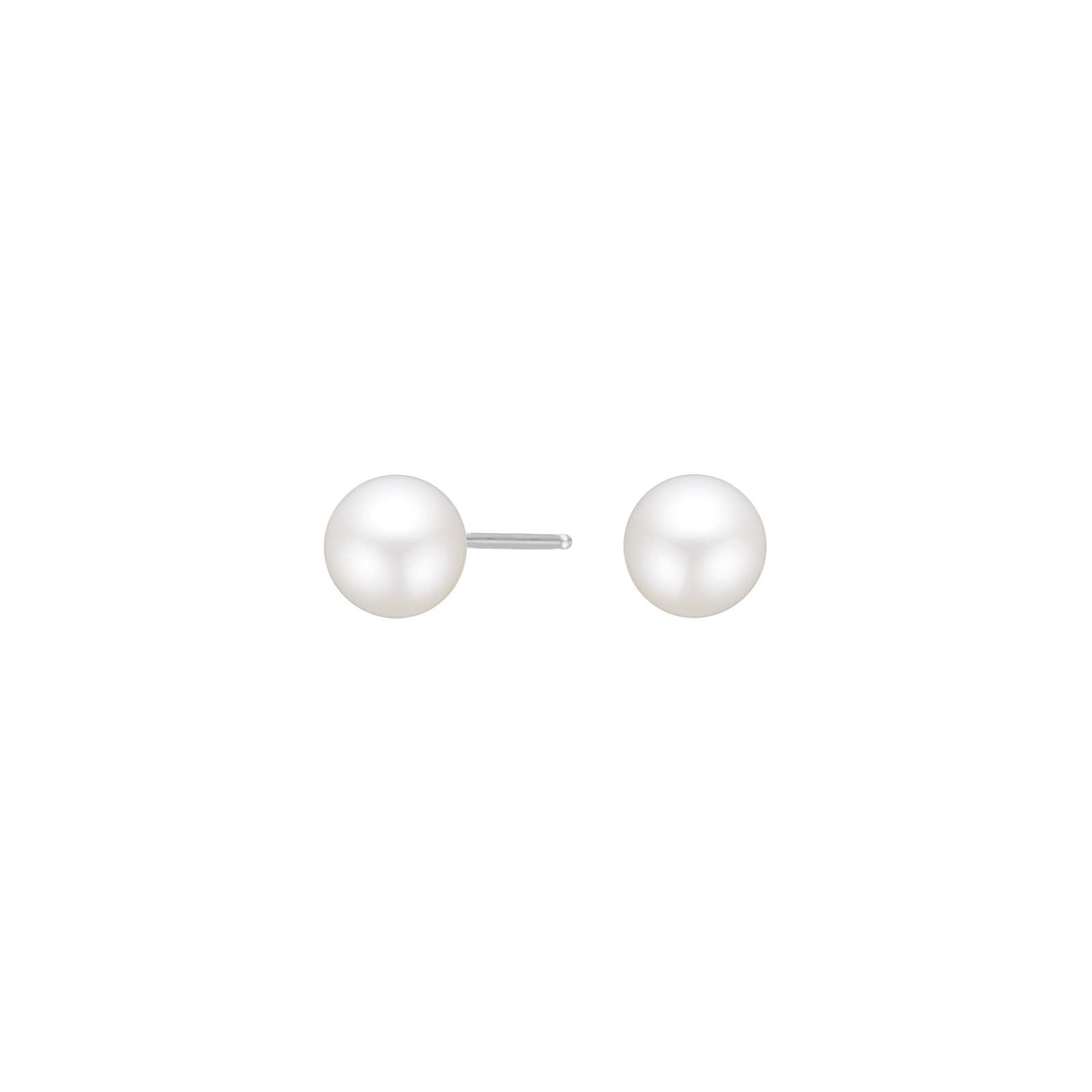 Rhod. silver earrings w/freshwaterpearl 7mm
