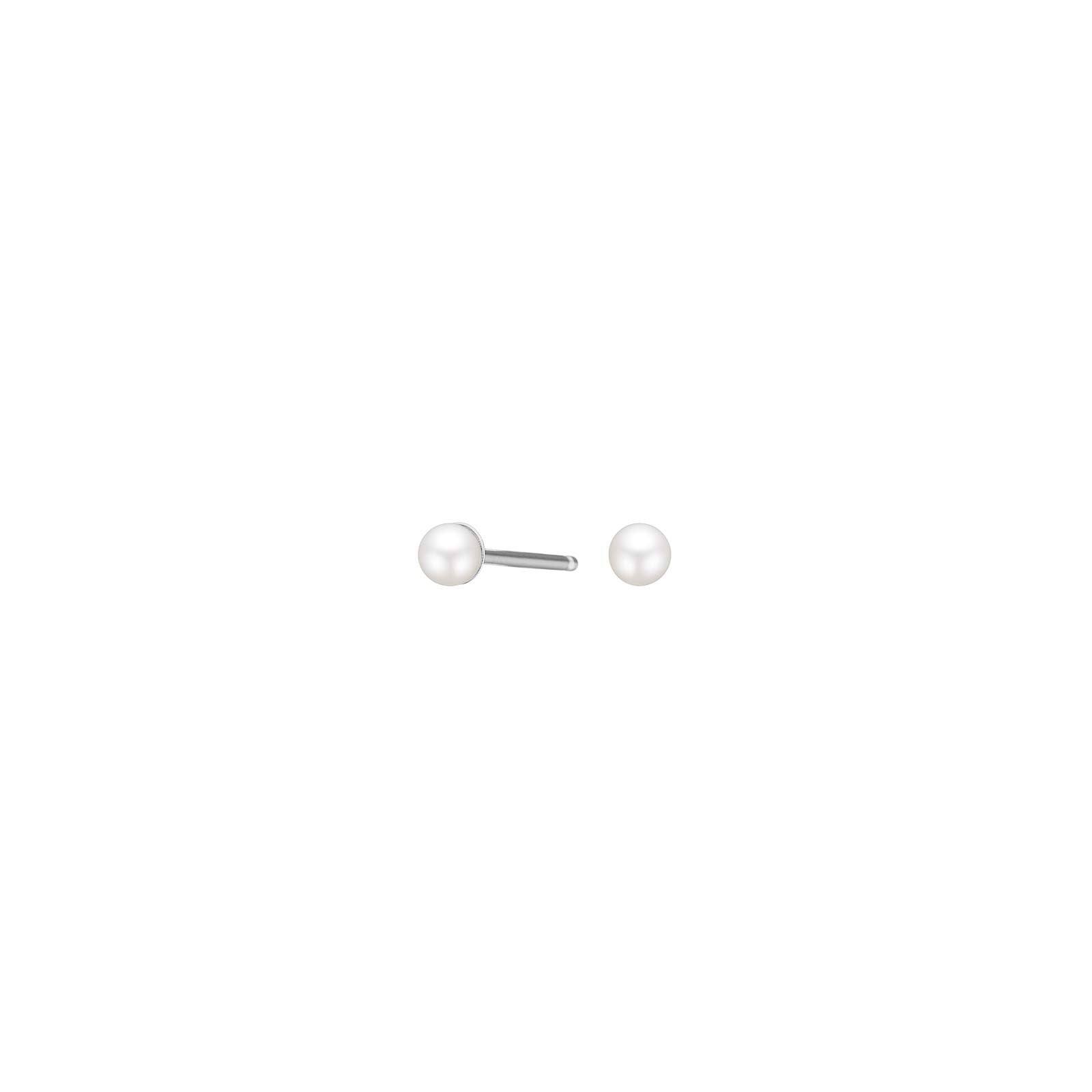 Rhod. silver earrings w/freshwaterpearl 3mm