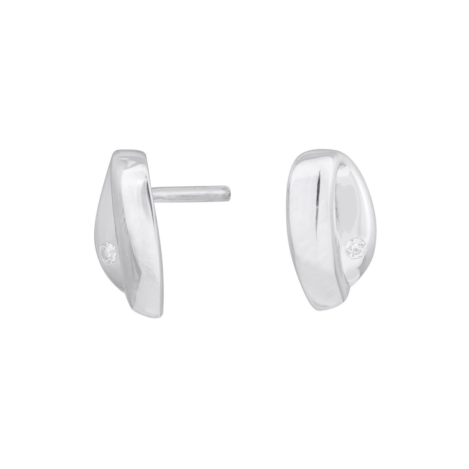 Rhod. silver earrings w/cz