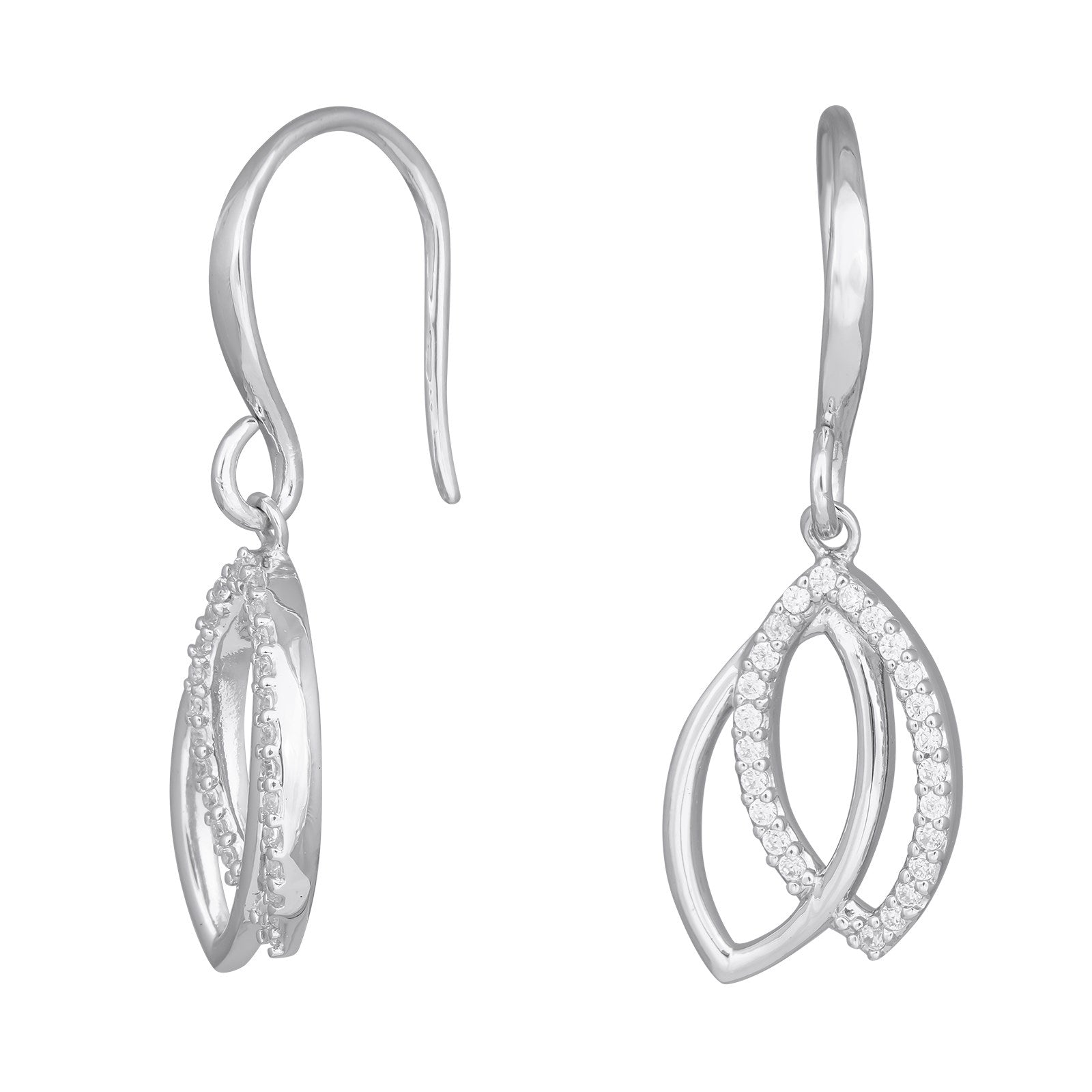 Rhod. silver earrings w/cz