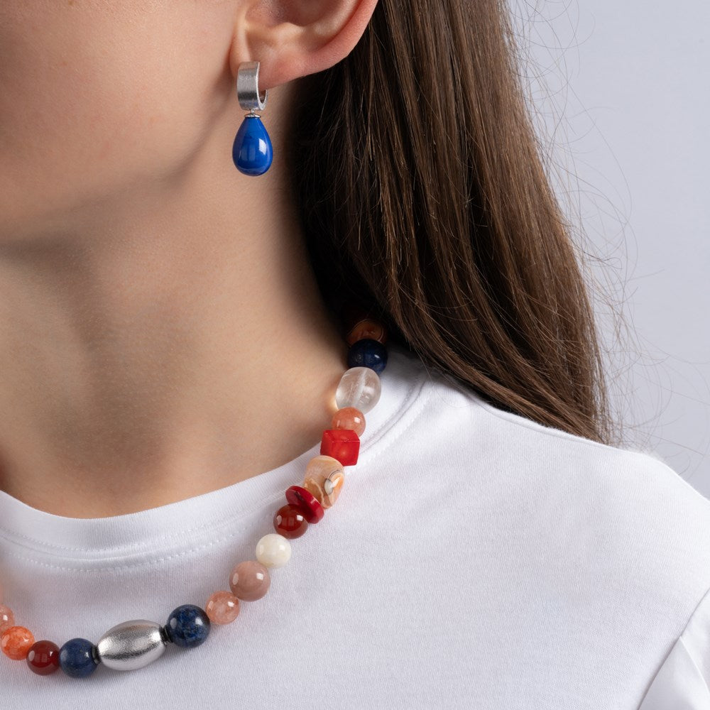 Lapis, Karneol, Quarzit, Sonnenstein, Mondstein, Bamboo Koralle System-Kette