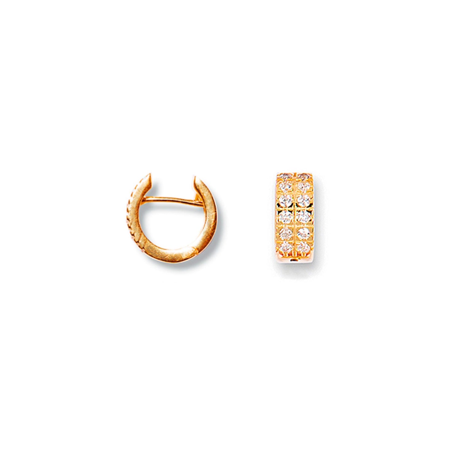 Silberne System-Creolen mit Zirkonia Dita 13 x 5,5 mm - Rosévergoldet