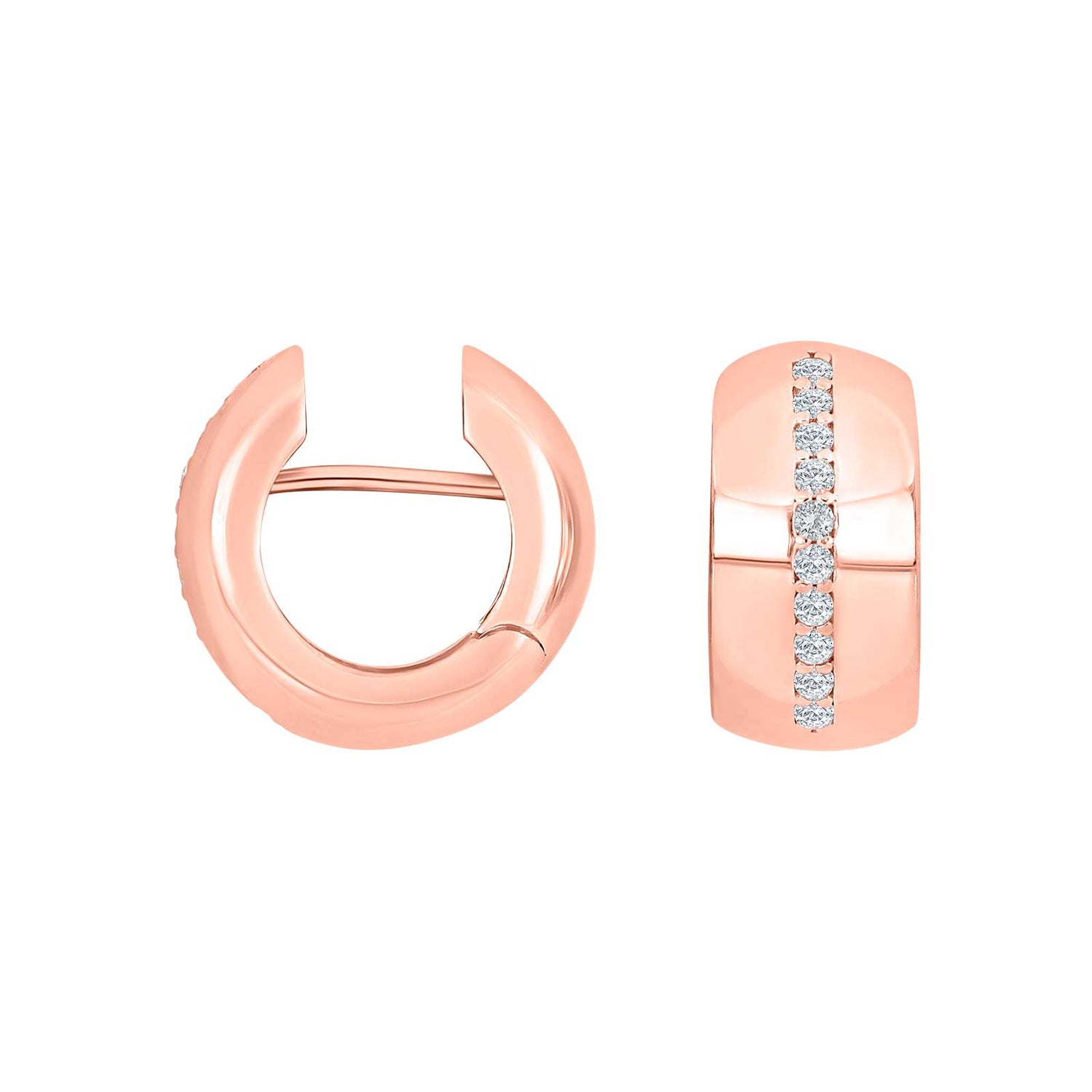 Silberne System-Creolen mit Zirkonia Lola 16x8mm - Rosévergoldet