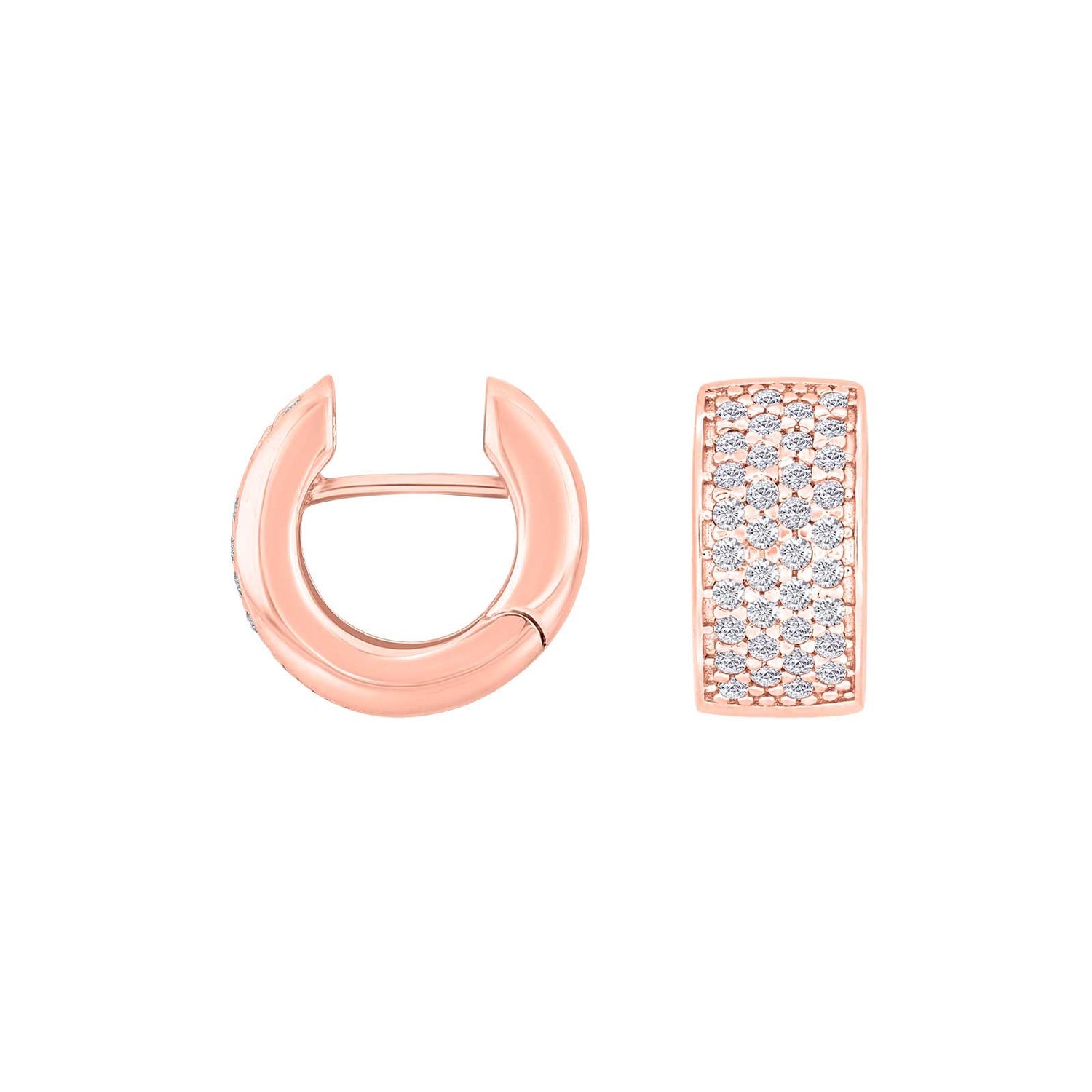 Silberne System Creolen mit Zirkonia Rosa 15x8mm - Rosévergoldet